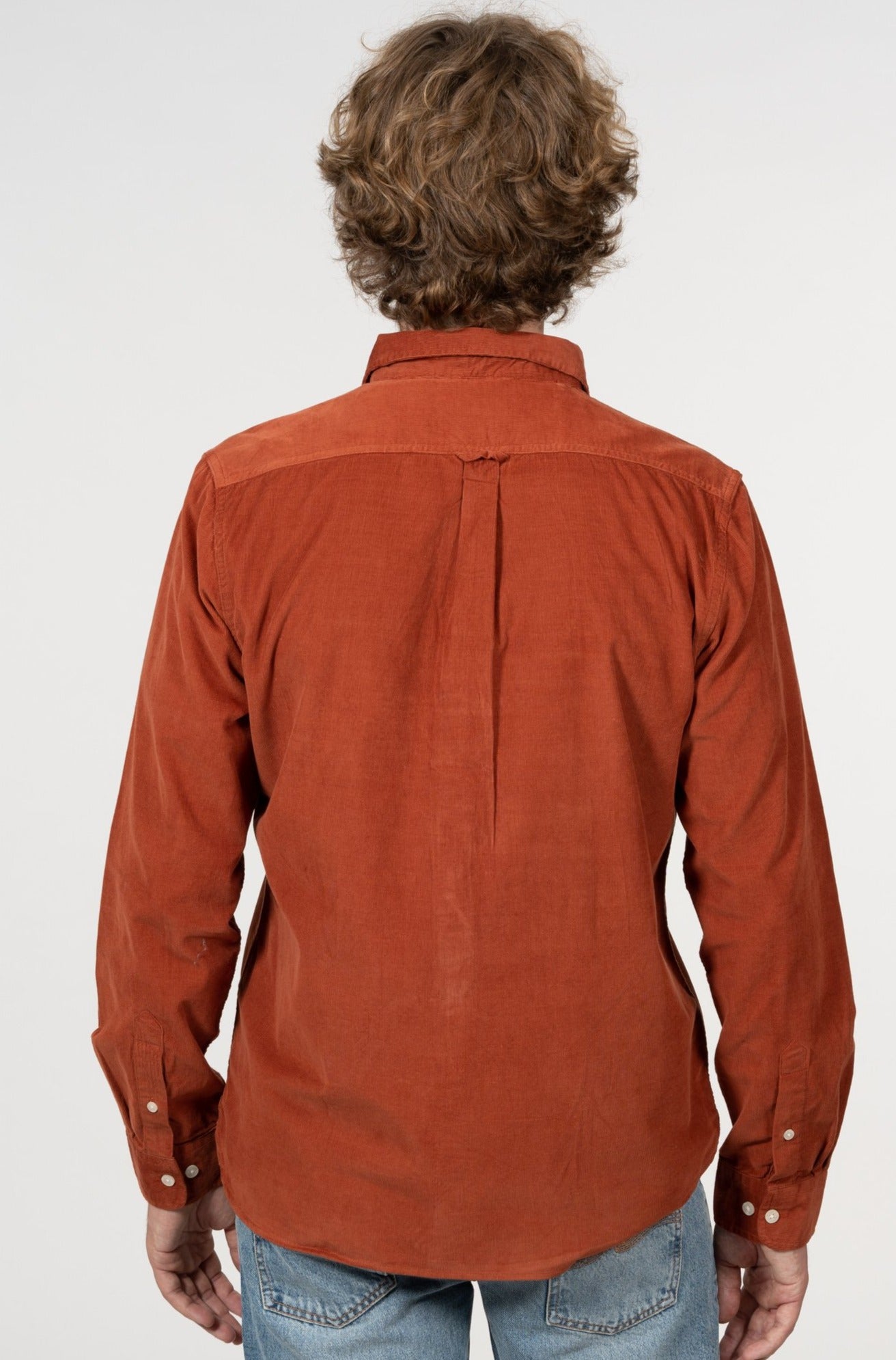 Chemise en velours côtelé orange en coton bio - ELDER Arabian Spice