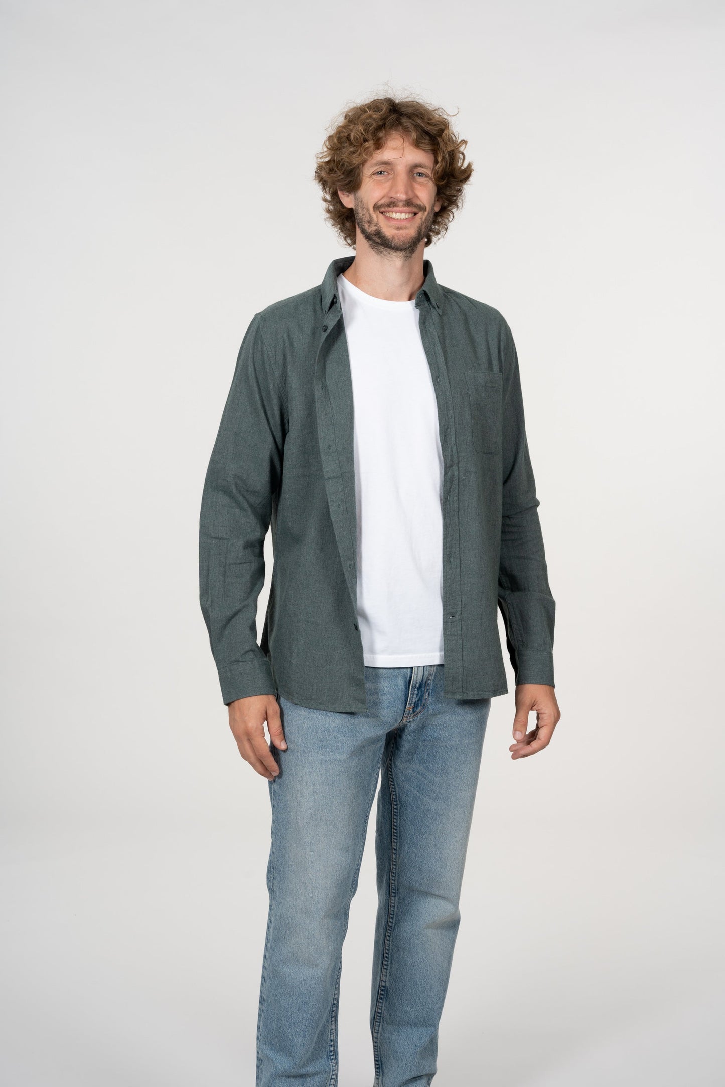 Chemise flanelle vert en coton bio - Elder Green Forest