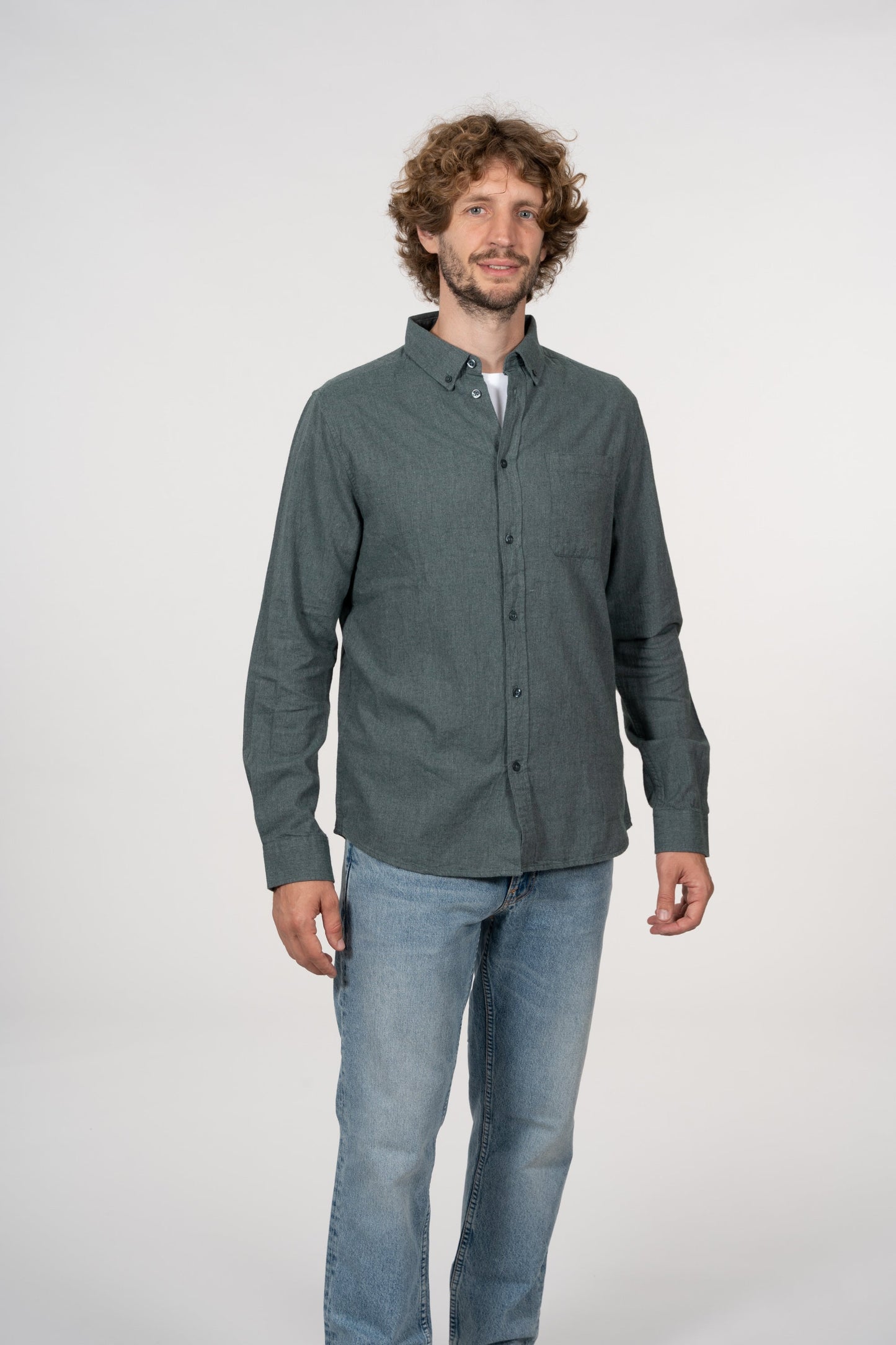 Chemise flanelle vert en coton bio - Elder Green Forest