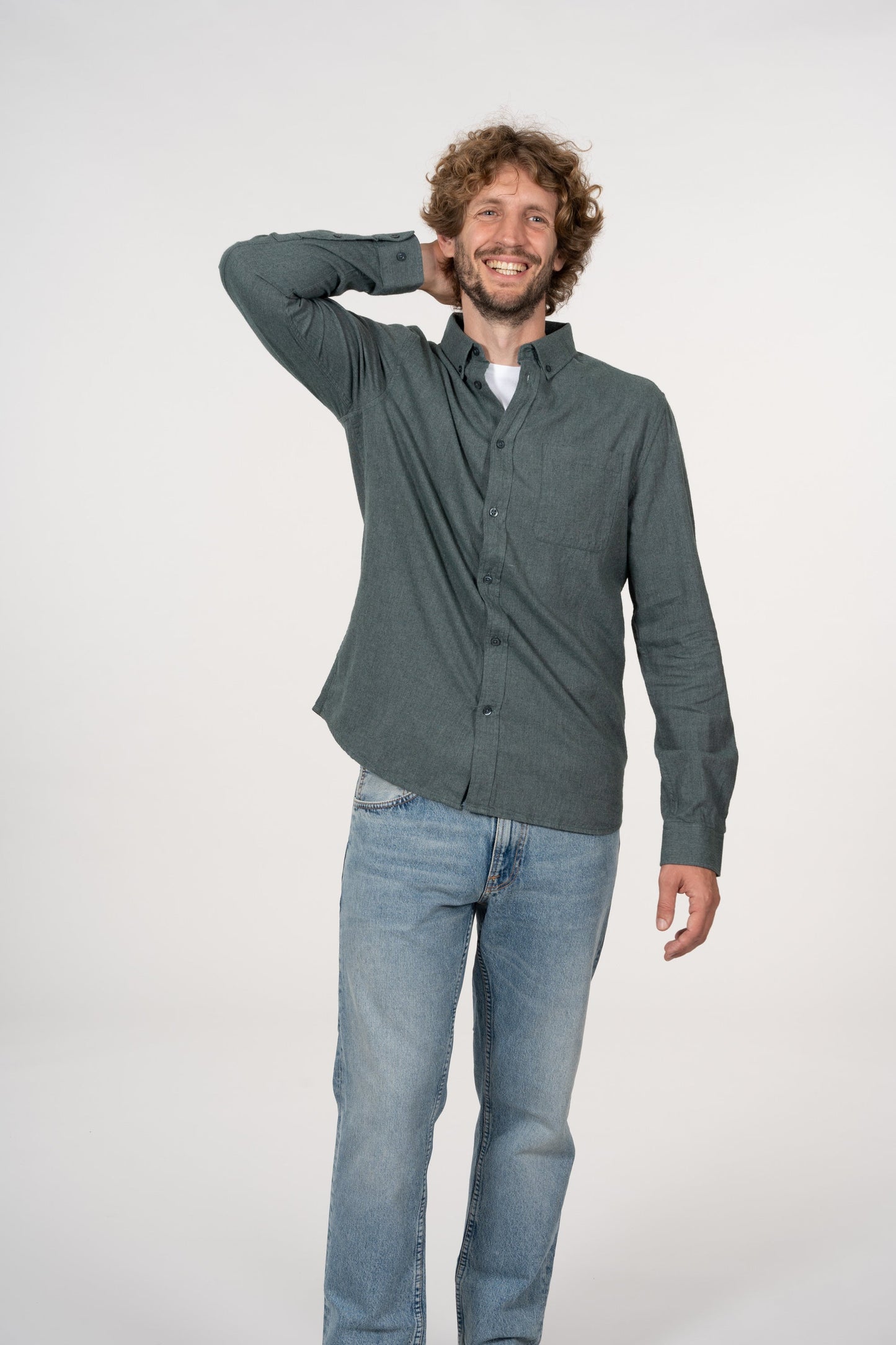 Chemise flanelle vert en coton bio - Elder Green Forest