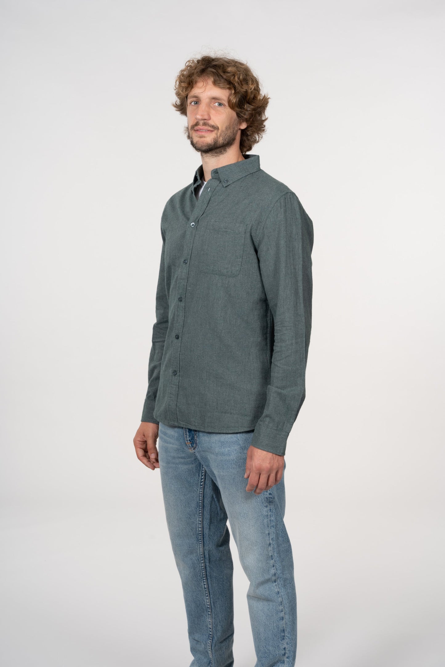 Chemise flanelle vert en coton bio - Elder Green Forest