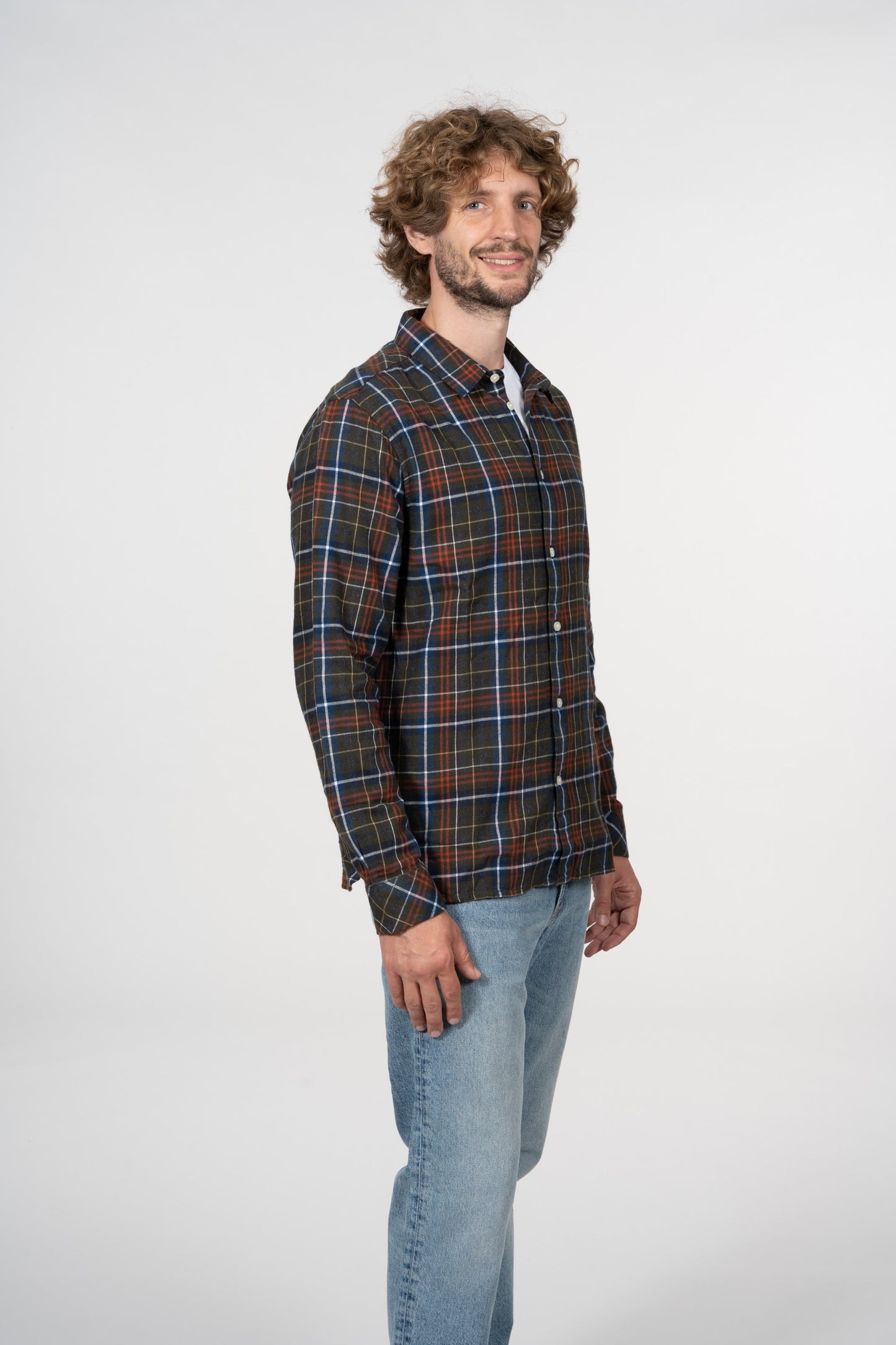 Chemise en flanelle à carreaux en coton bio - Larch Forrest Night