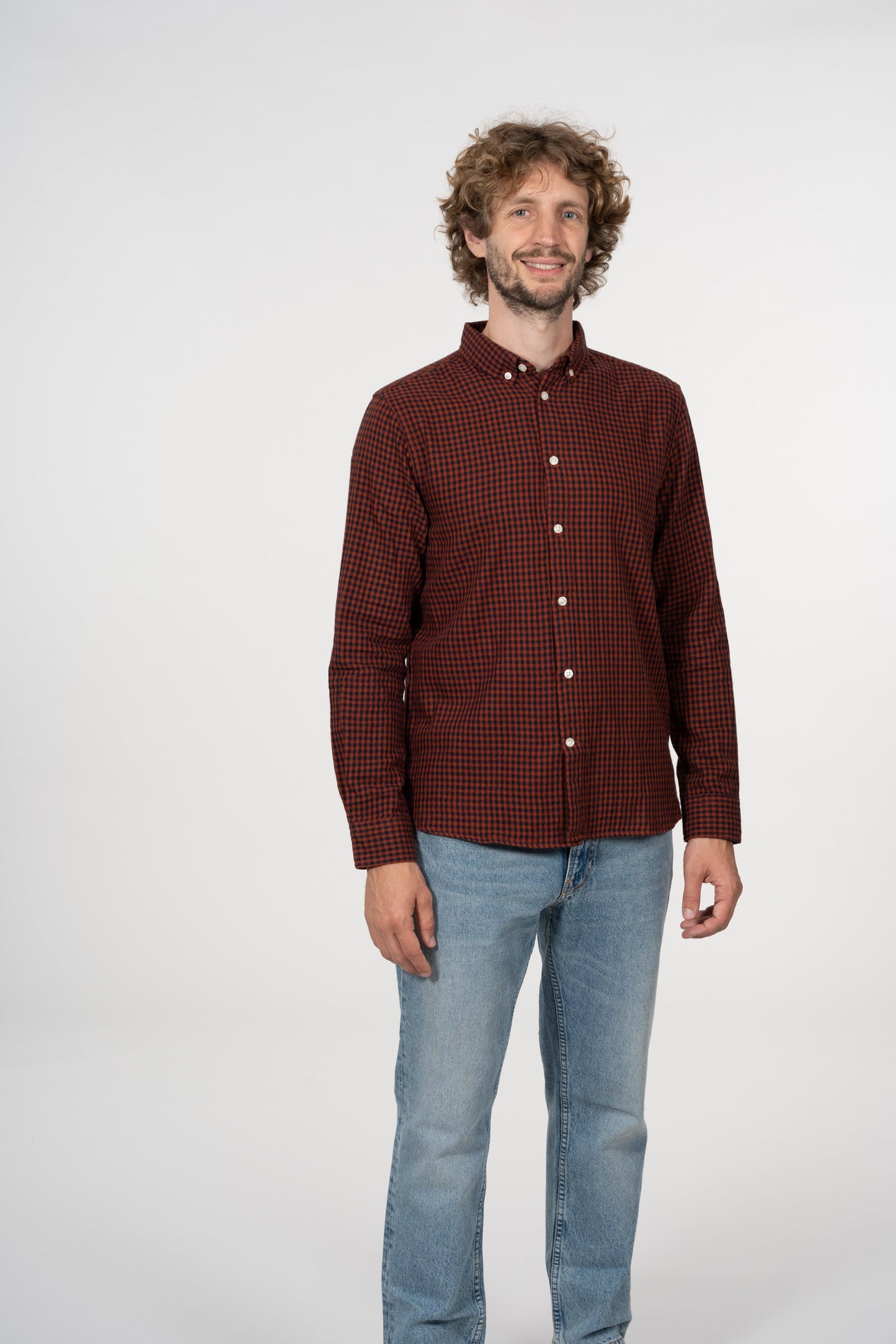 Chemise à carreaux rouge en coton bio - Larch arabian spice