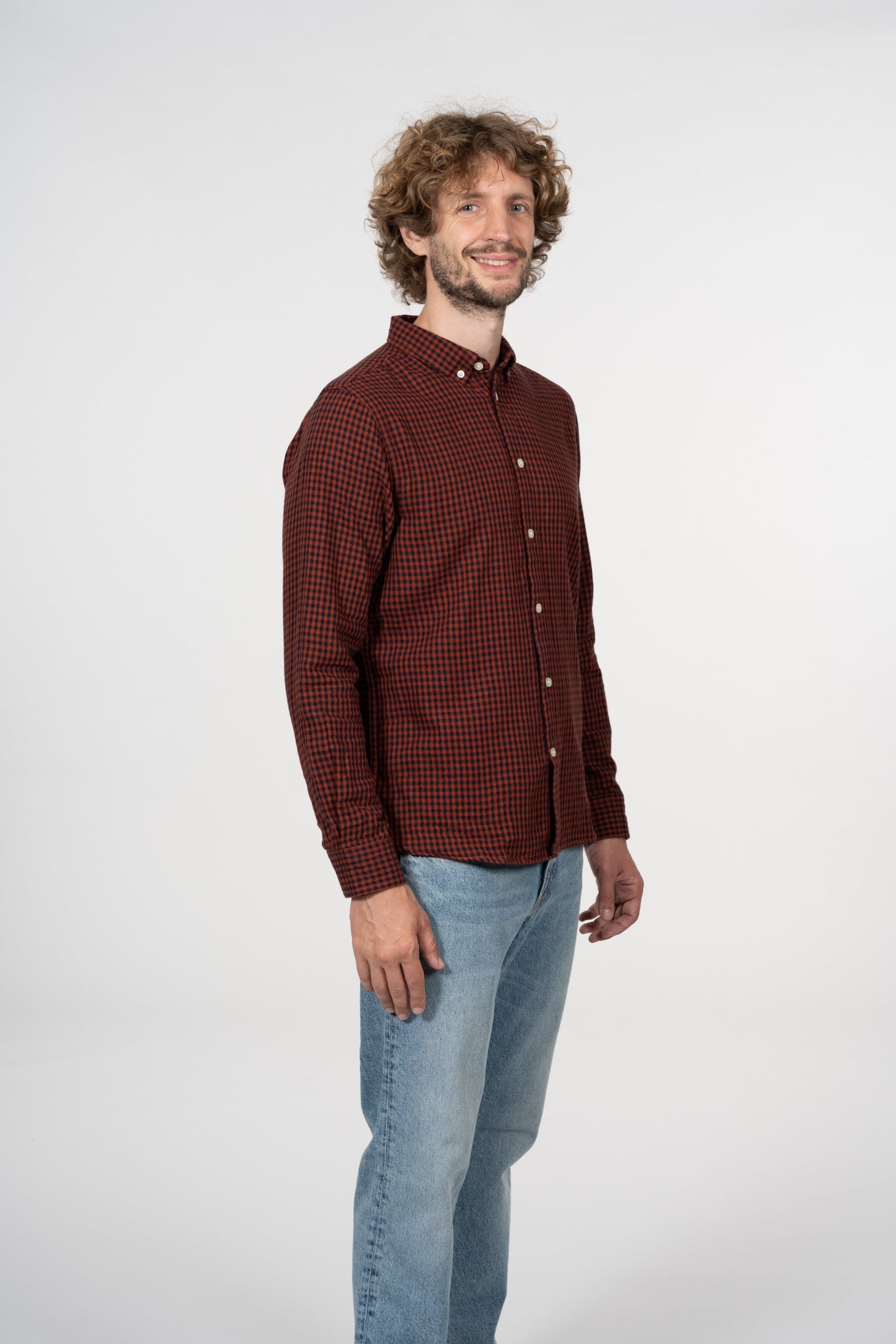 Chemise à carreaux rouge en coton bio - Larch arabian spice