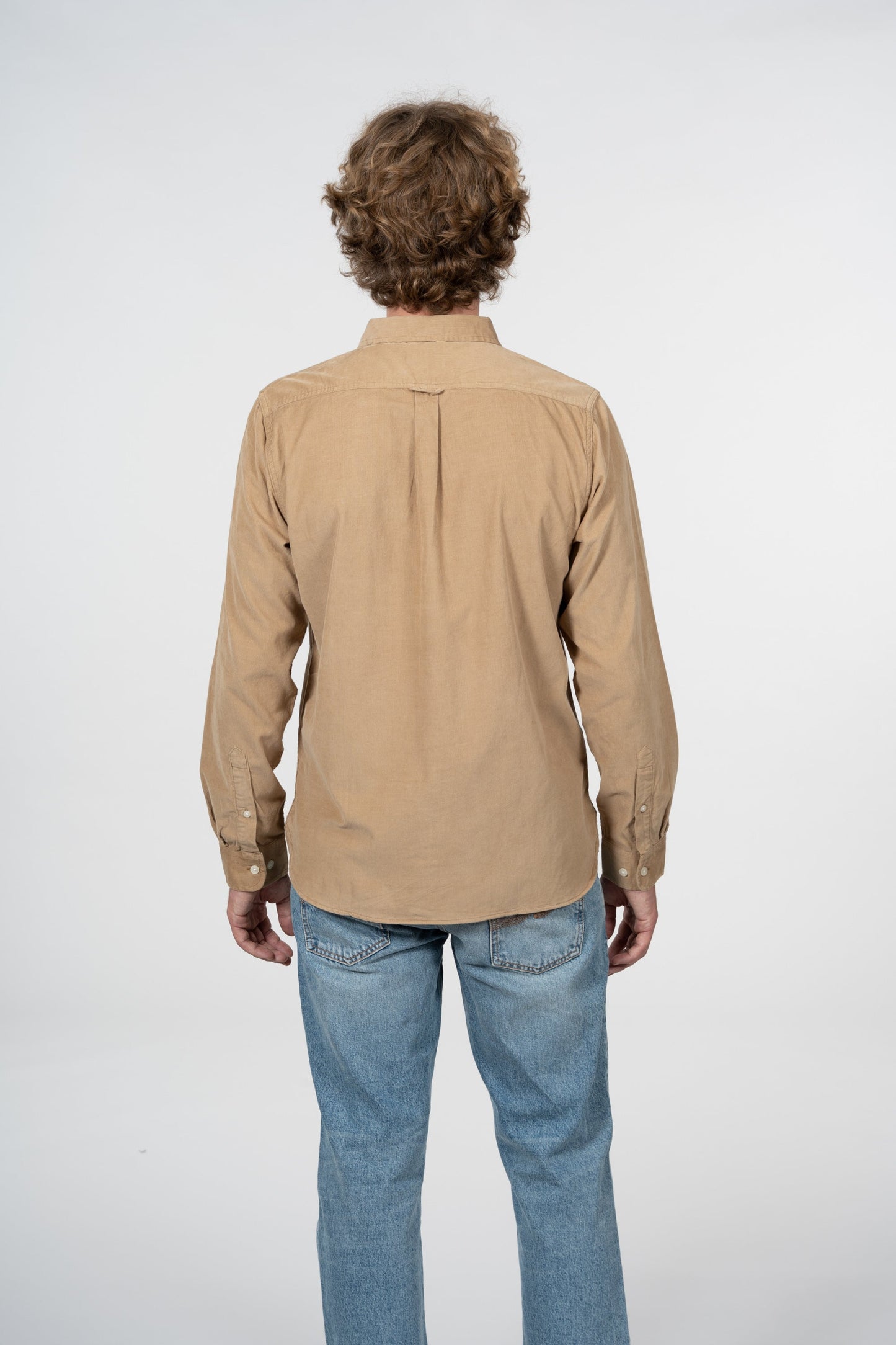 Chemise en velours côtelé beige en coton bio - ELDER Kelp