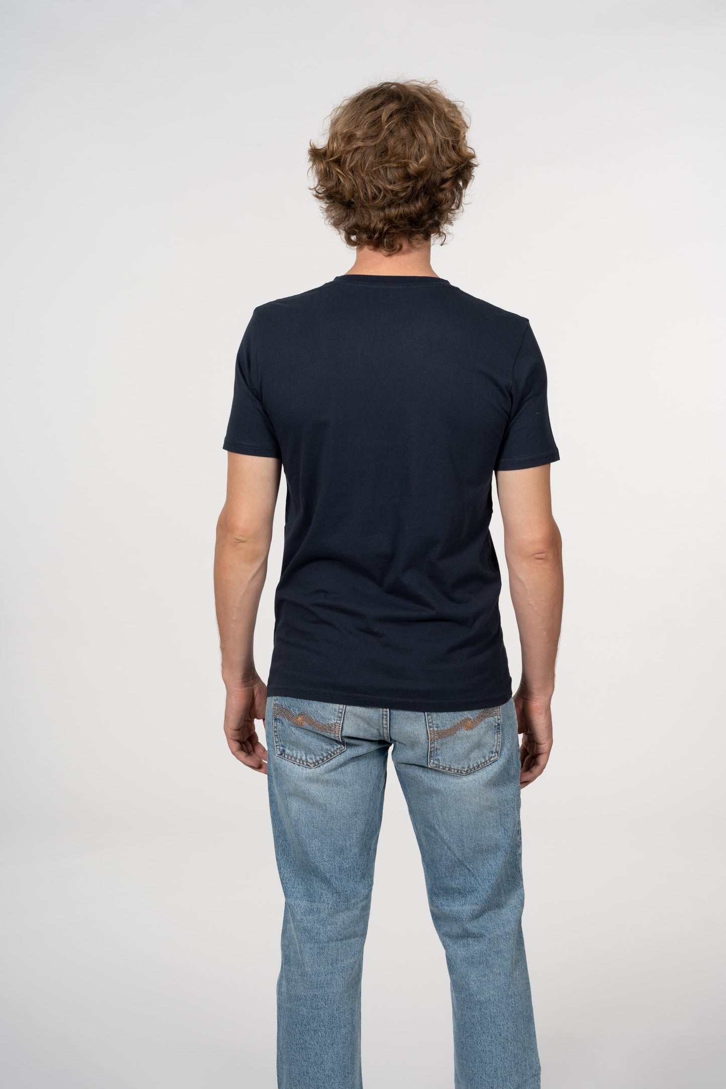 T-shirt col V bleu nuit en coton bio - alder