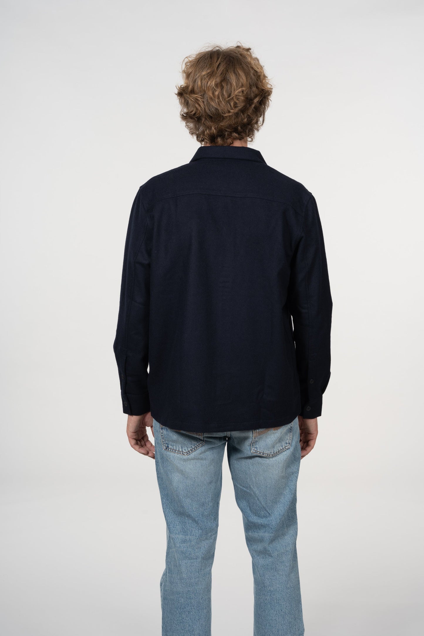 Surchemise bleu marine en laine recyclée - Sten Wool Solid navy