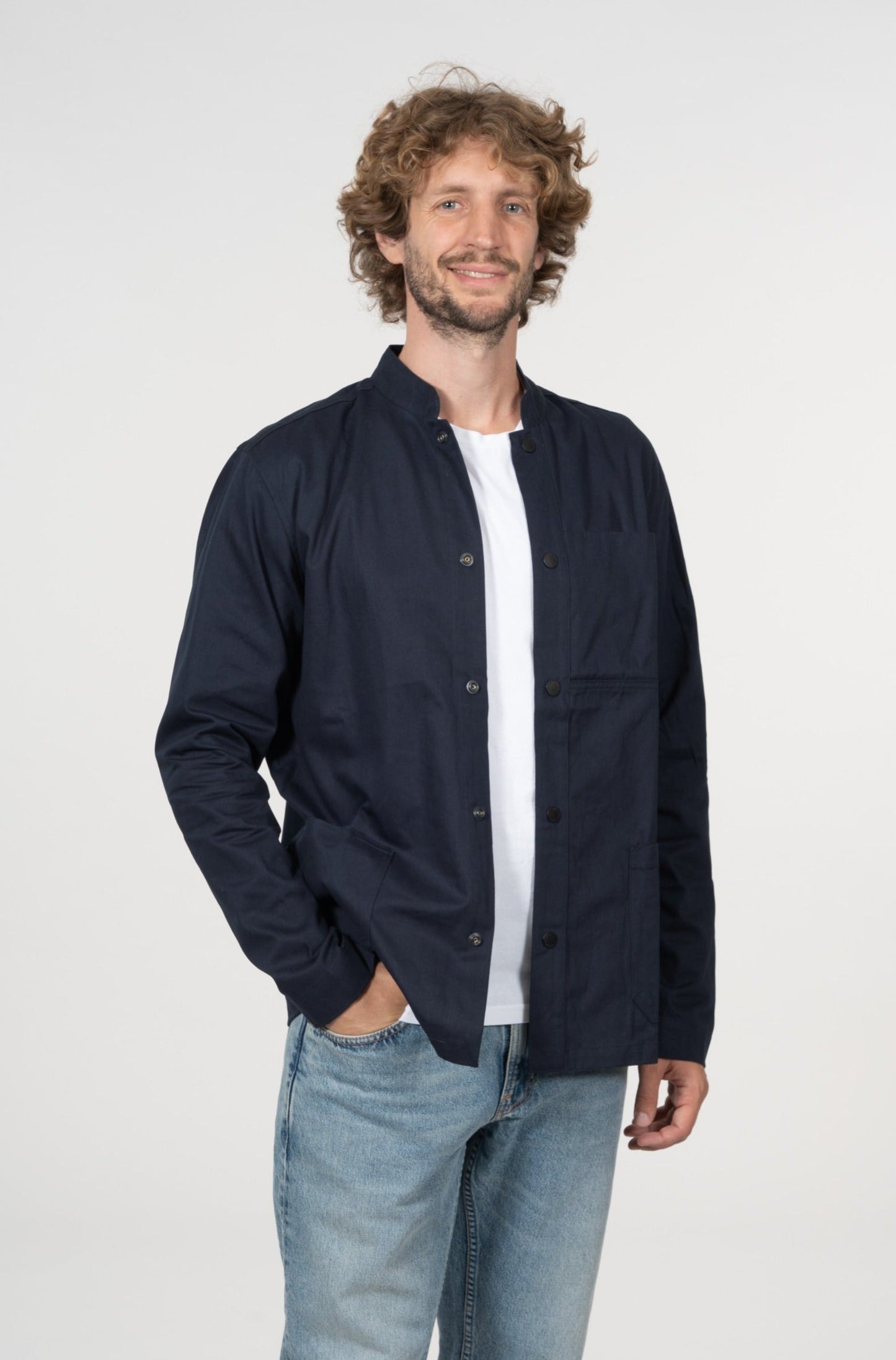Surchemise marine en twill de coton bio - Pine Total Eclipse