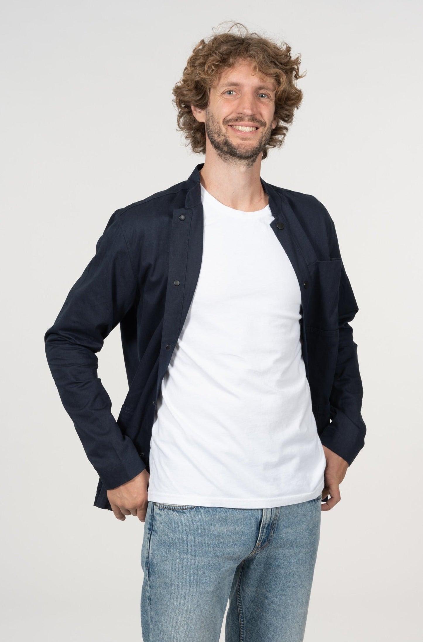 Surchemise marine en twill de coton bio - Pine Total Eclipse