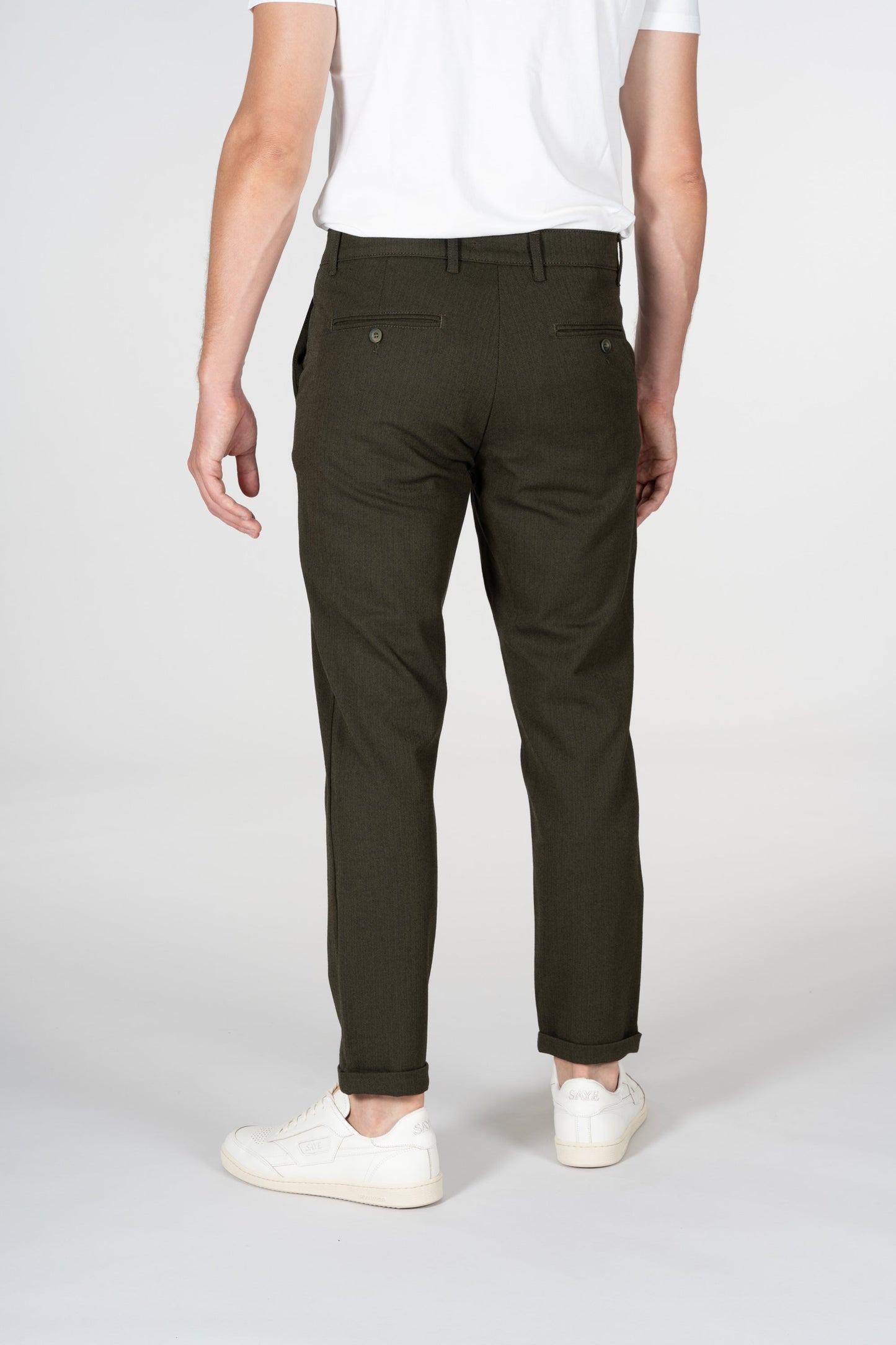 Chino slim vert forêt motifs à chevron en matière recyclée - Joe Forrest Night