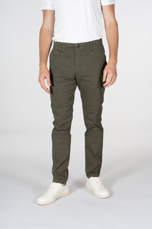 Chino slim vert en coton bio - JOE Forest Night
