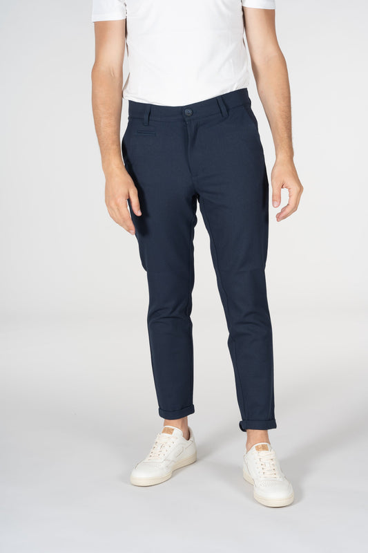 Chino slim bleu nuit motifs à chevron en matière recyclée - Joe Total Eclipse