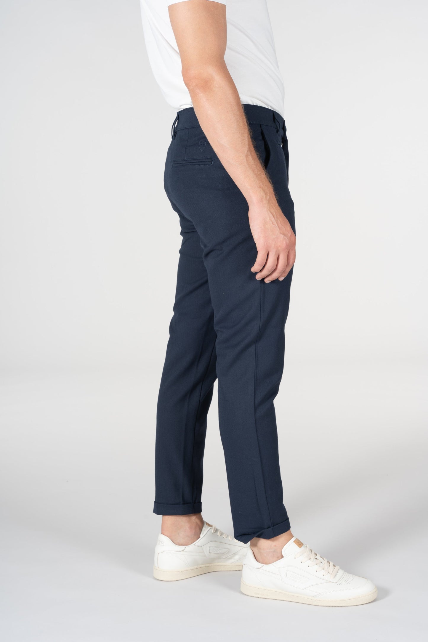 Chino slim bleu nuit motifs à chevron en matière recyclée - Joe Total Eclipse