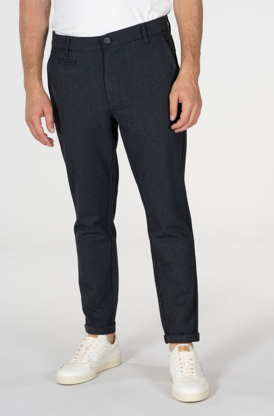 Chino slim gris motifs à chevron en matière recyclée - Joe Dark Grey Melange