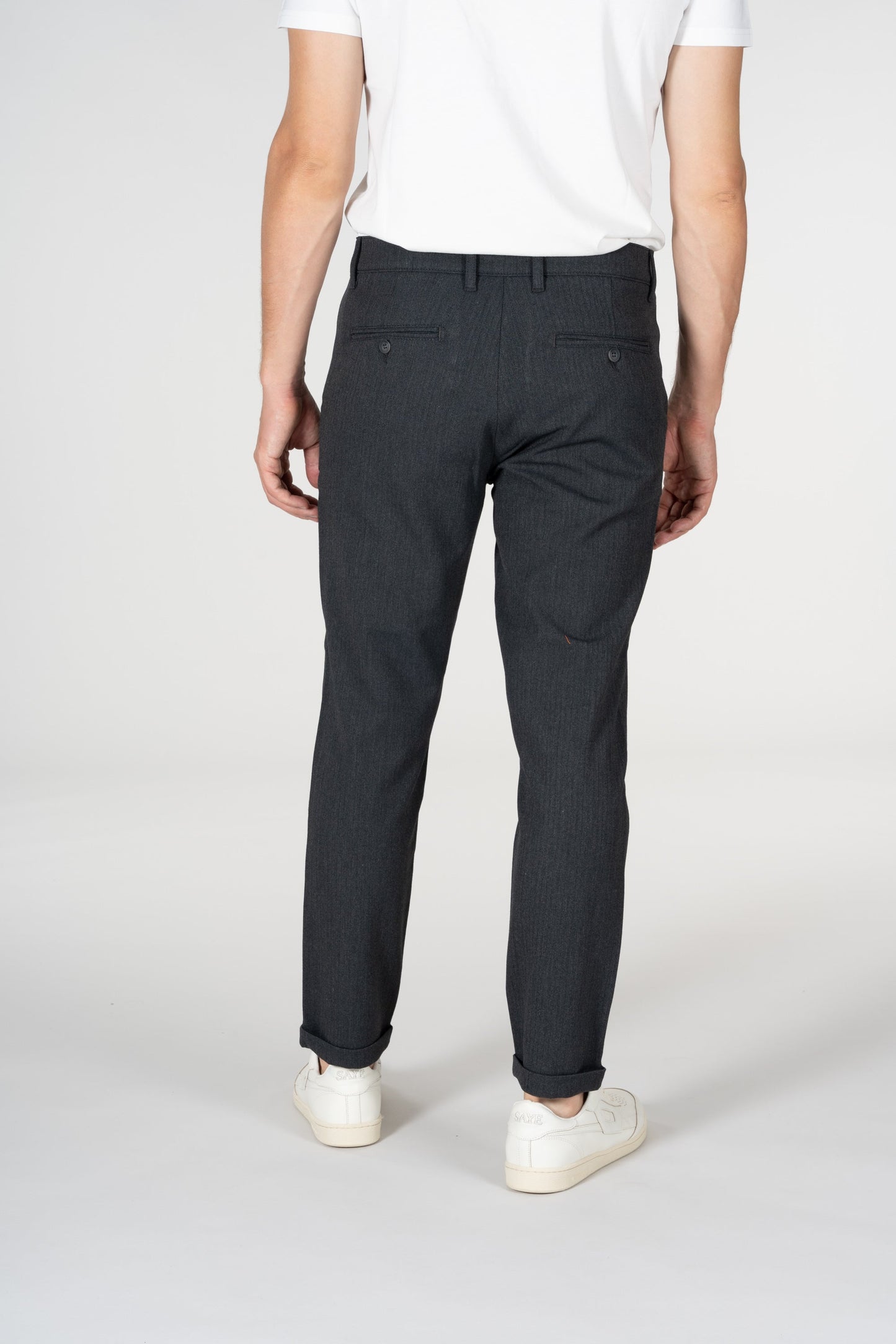 Chino slim gris motifs à chevron en matière recyclée - Joe Dark Grey Melange