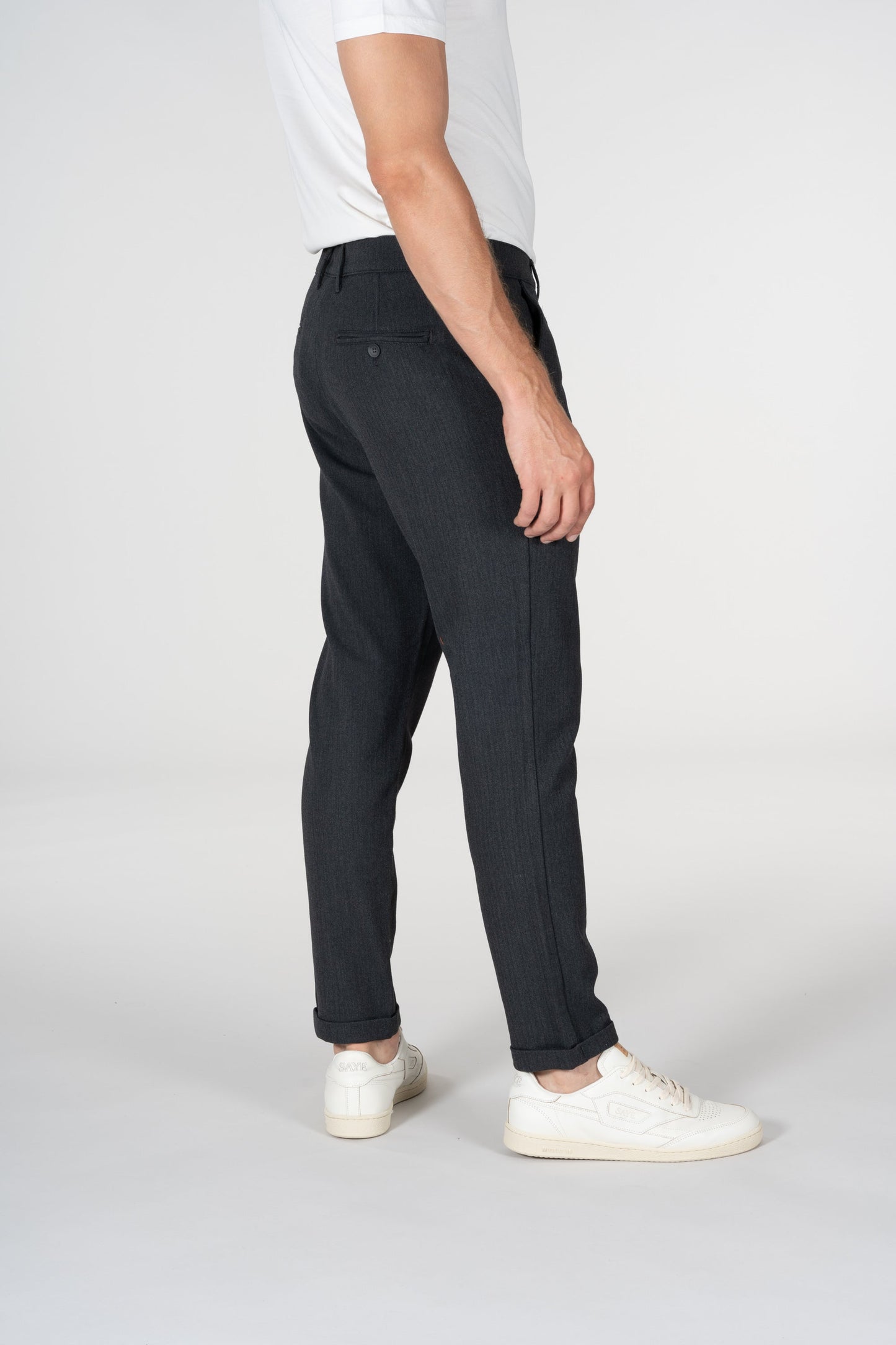 Chino slim gris motifs à chevron en matière recyclée - Joe Dark Grey Melange