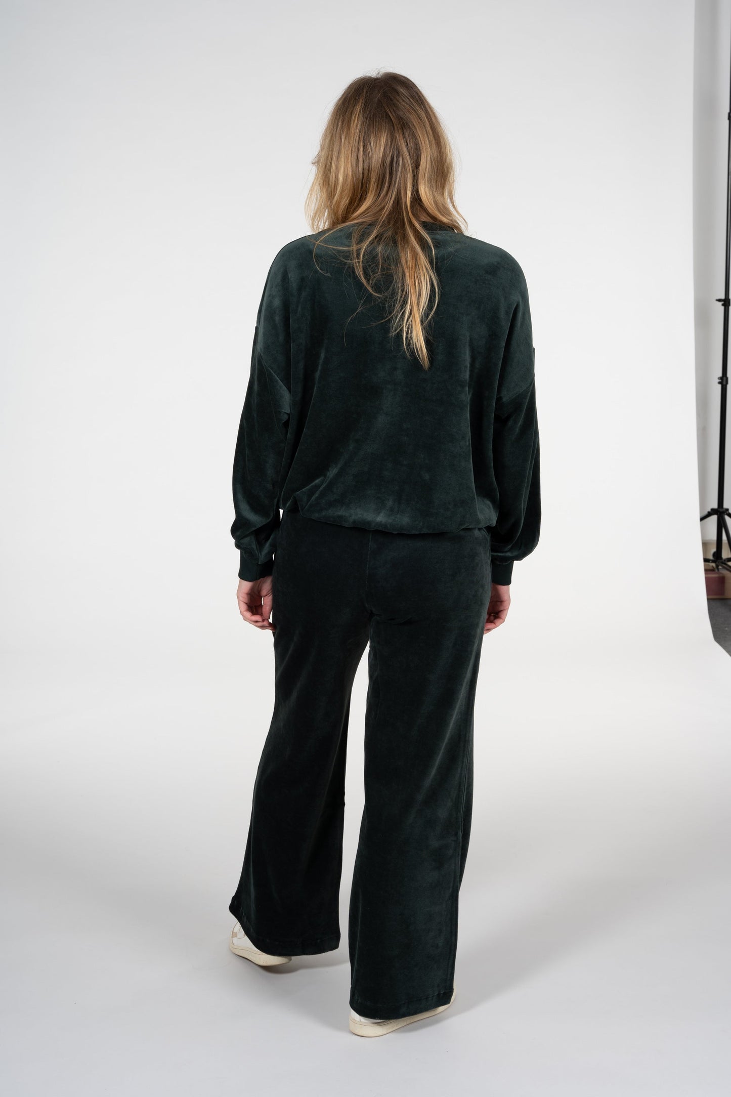 Pantalon ample velours vert foncé en coton bio - asteyaa vintage green