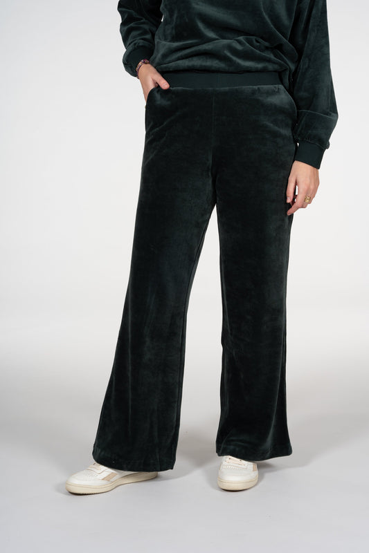 Pantalon ample velours vert foncé en coton bio - asteyaa vintage green