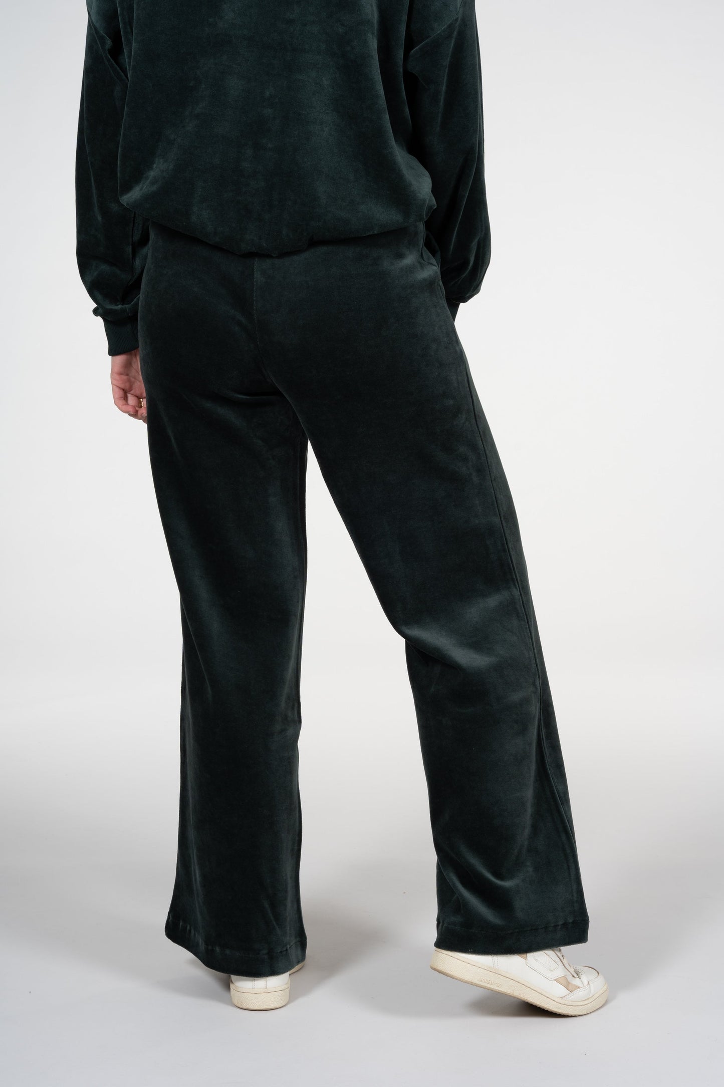 Pantalon ample velours vert foncé en coton bio - asteyaa vintage green