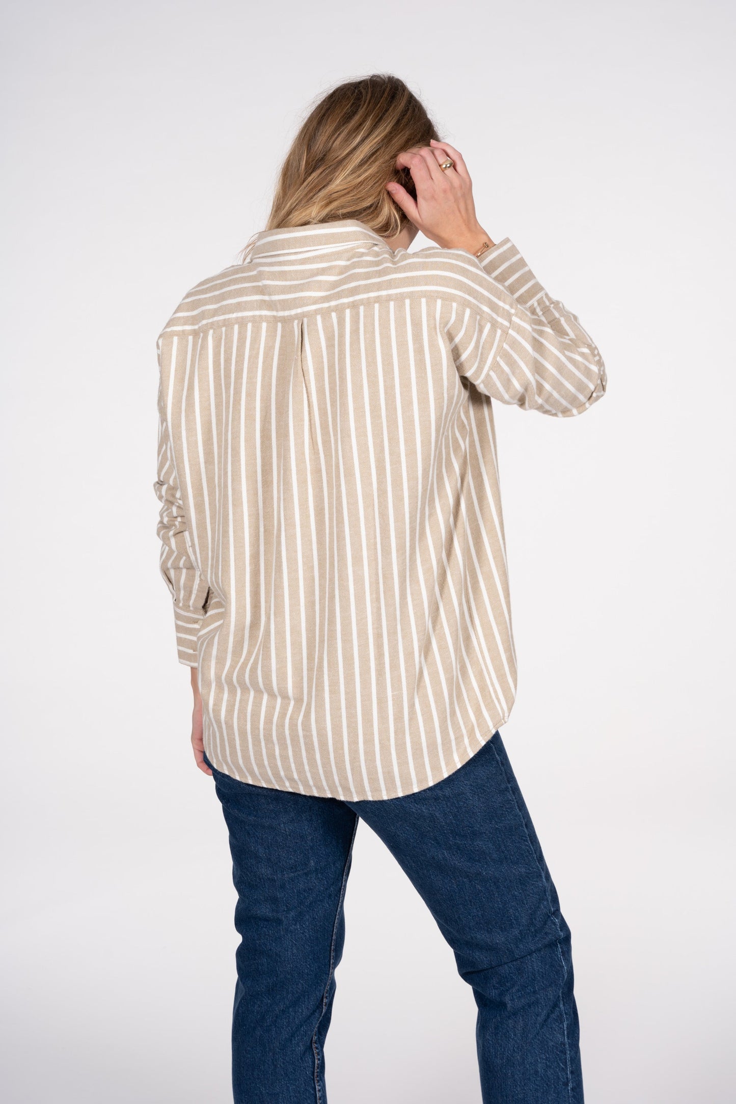 Chemise rayée bicolore en flanelle de coton bio - JUNIPER
