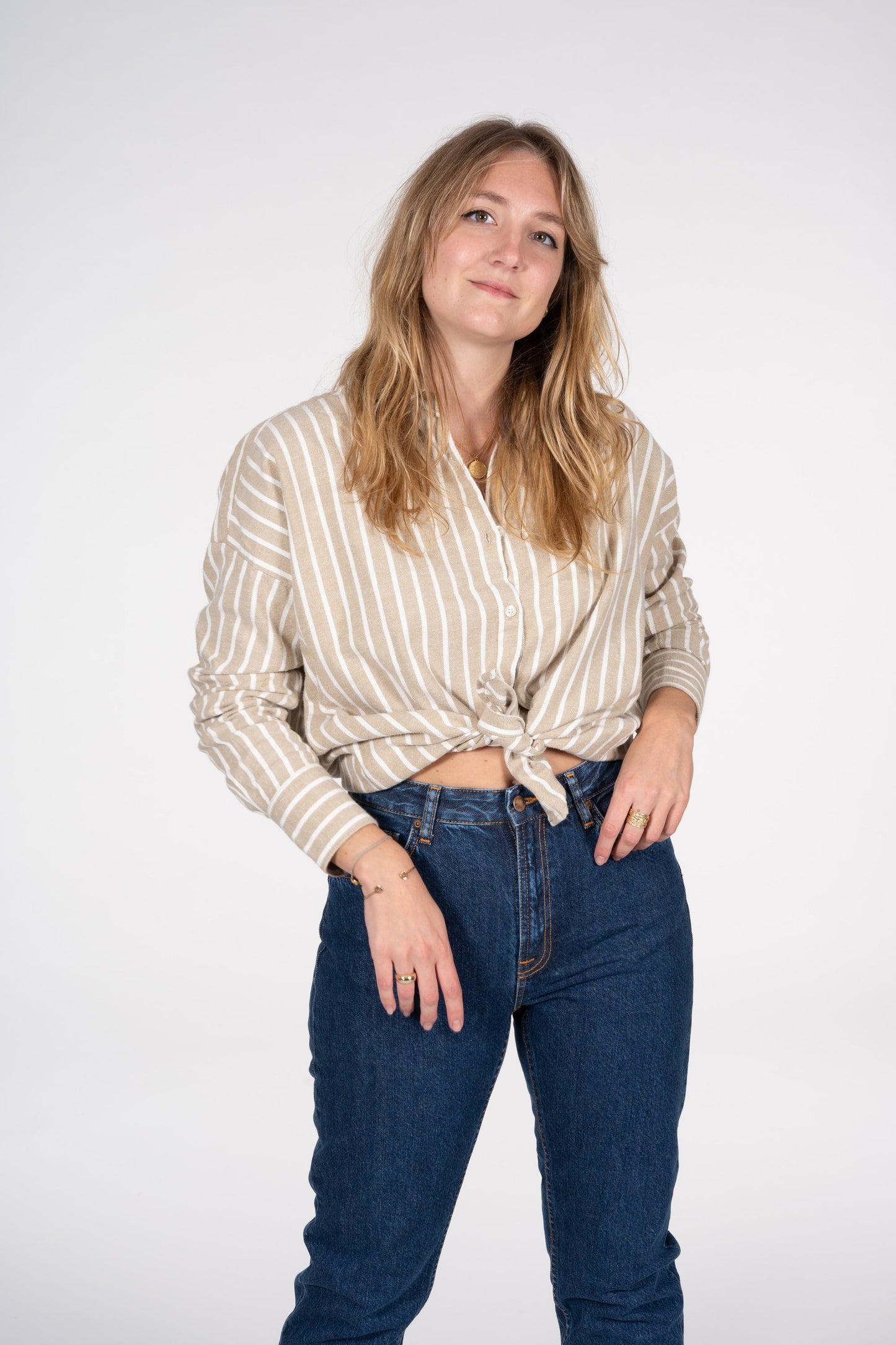 Chemise rayée bicolore en flanelle de coton bio - JUNIPER