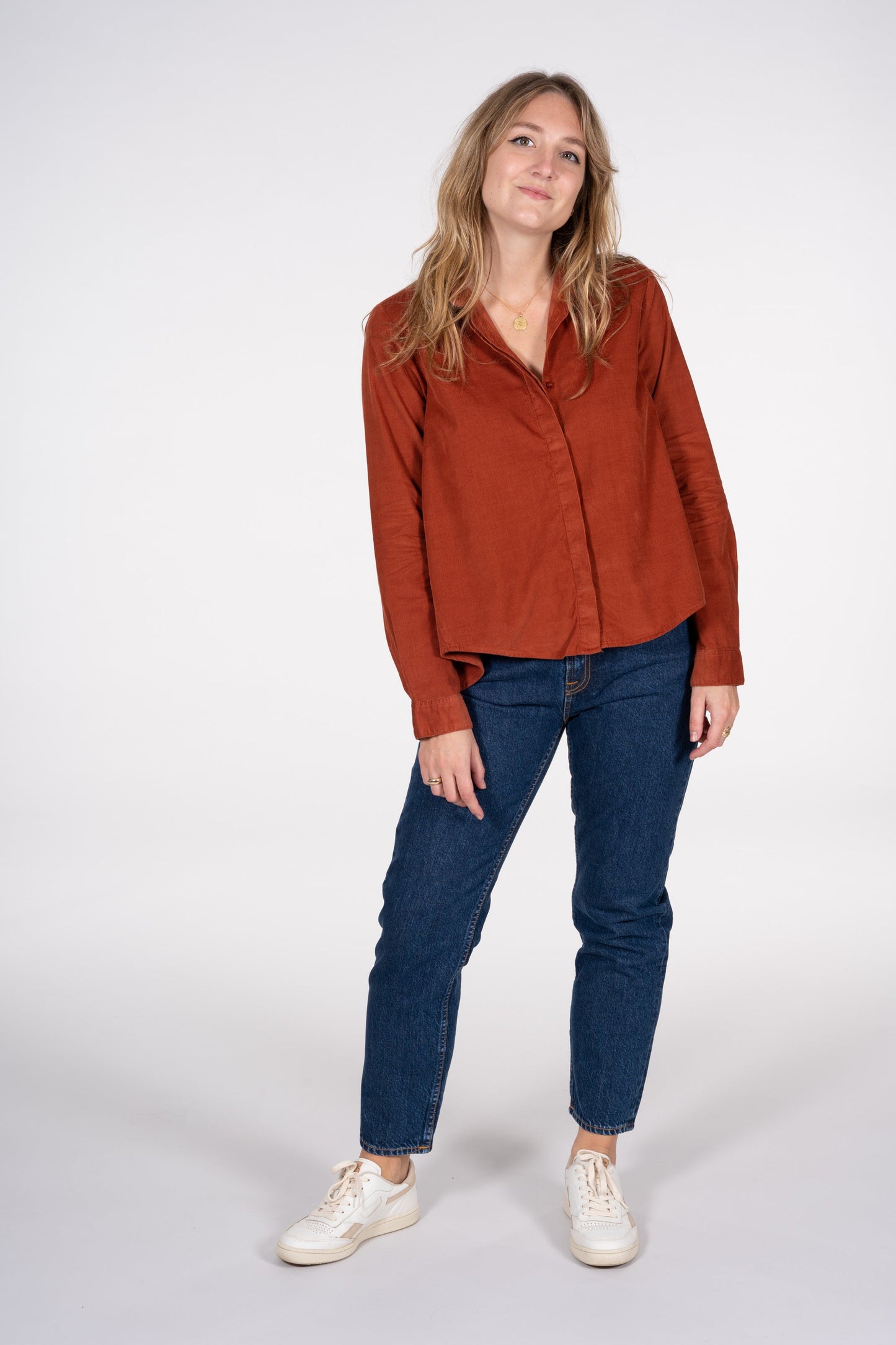 Chemise rouille velours fin en coton bio - JACINTA