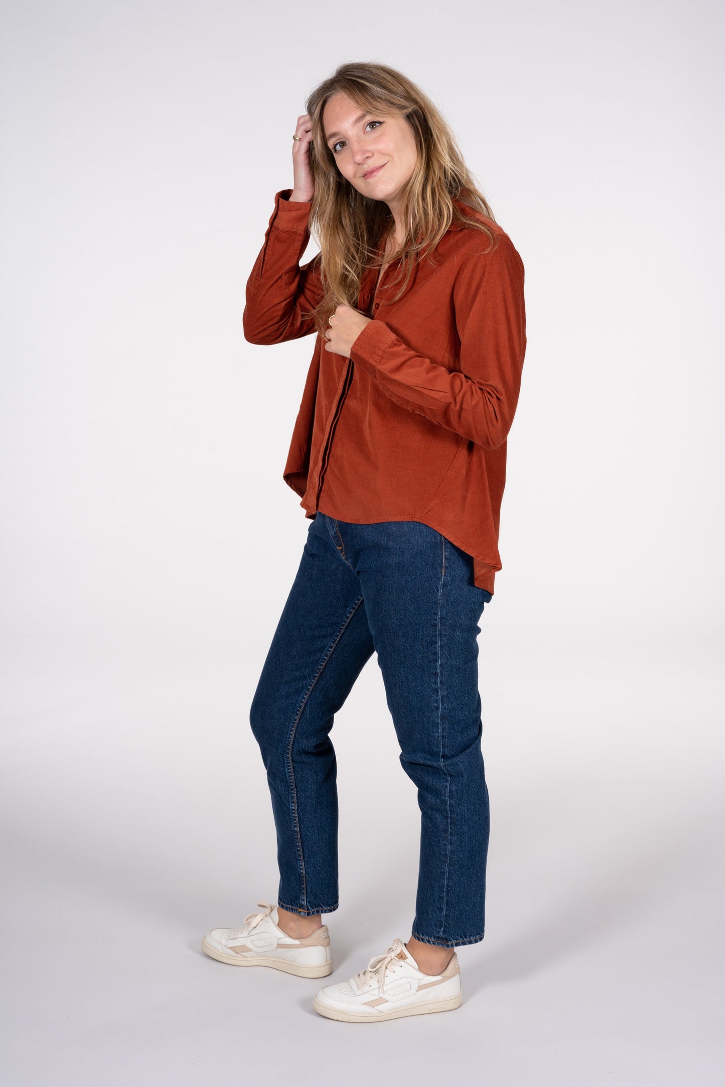 Chemise rouille velours fin en coton bio - JACINTA