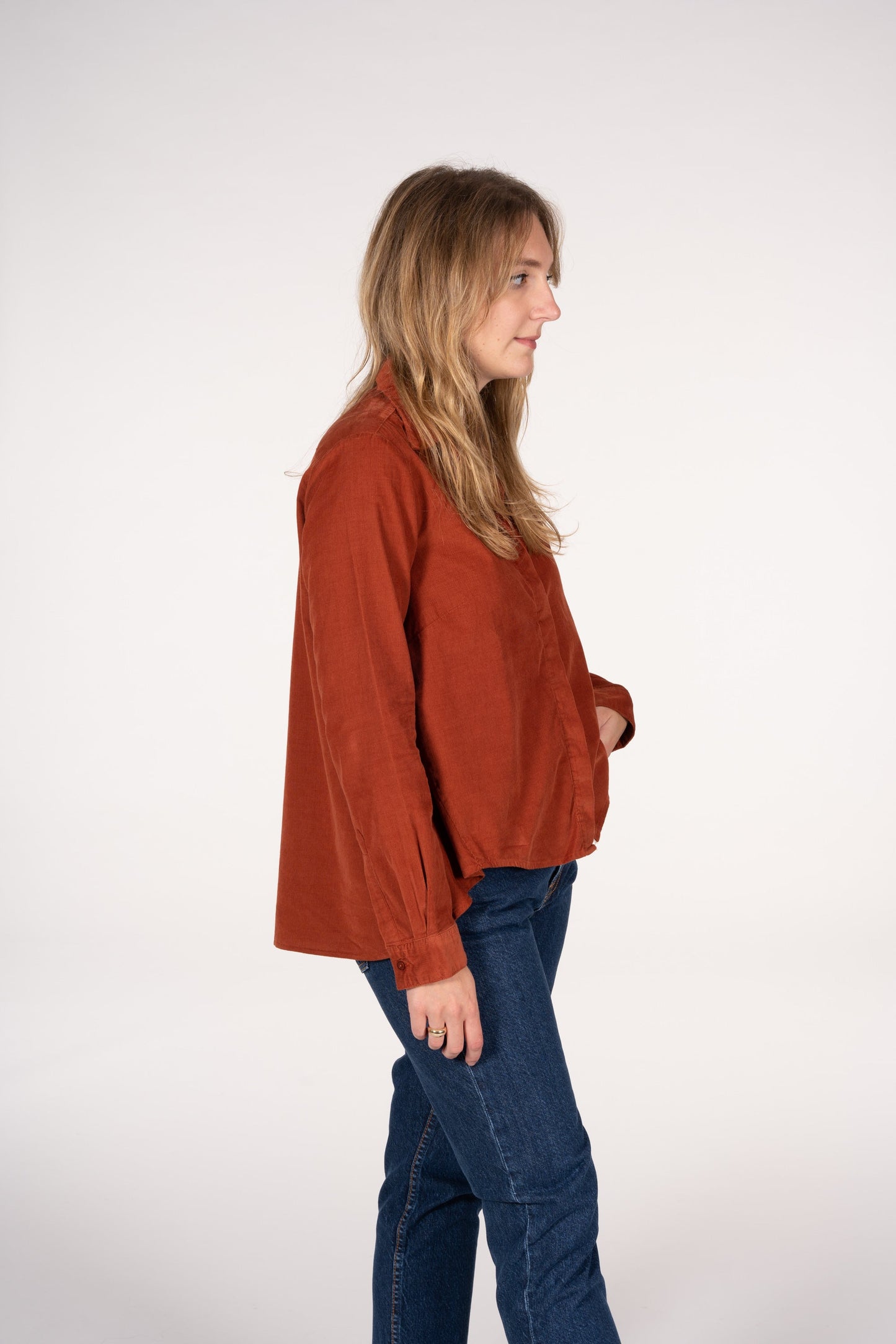 Chemise rouille velours fin en coton bio - JACINTA