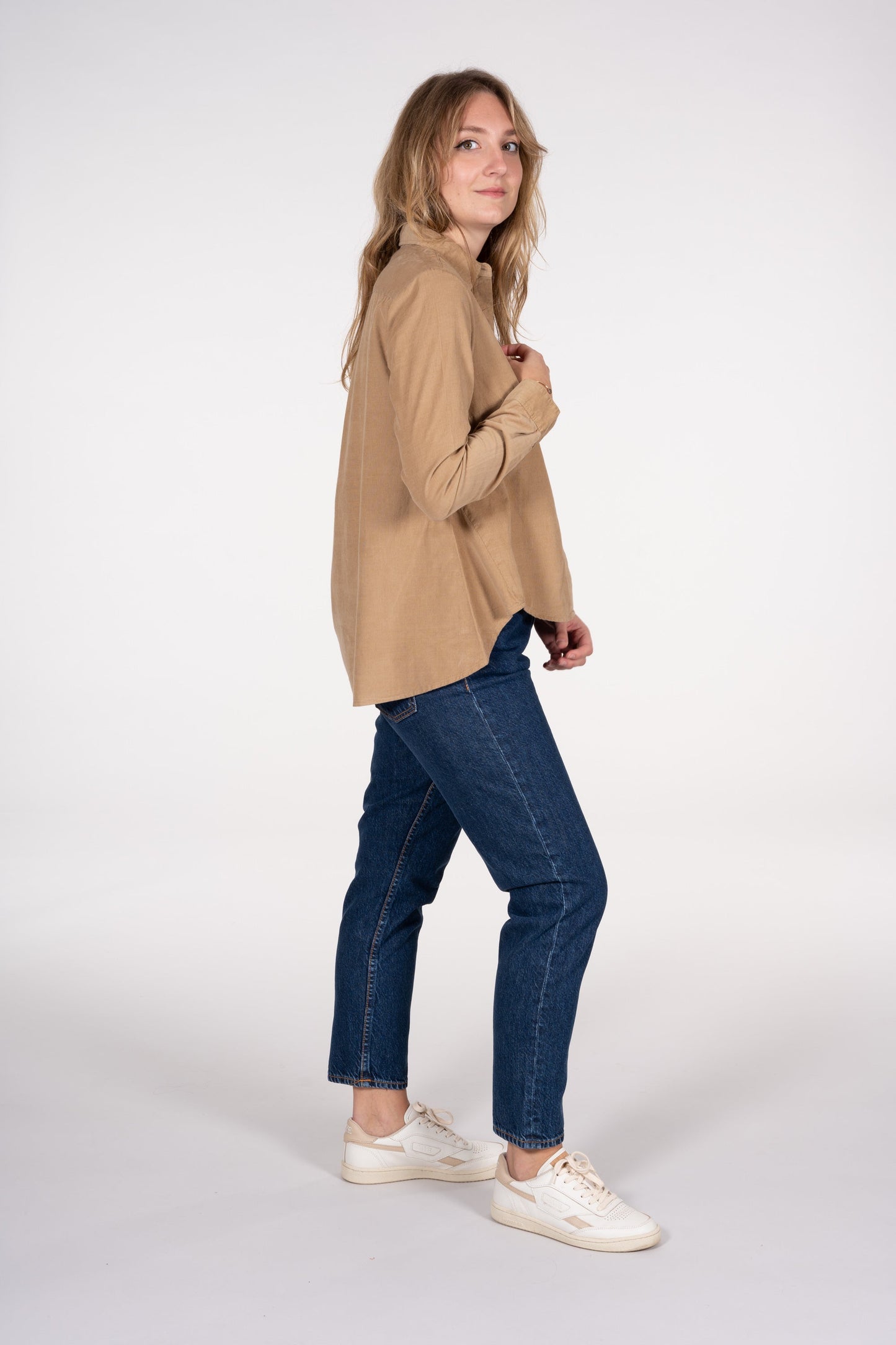 Chemise beige velours fin en coton bio - JACINTA