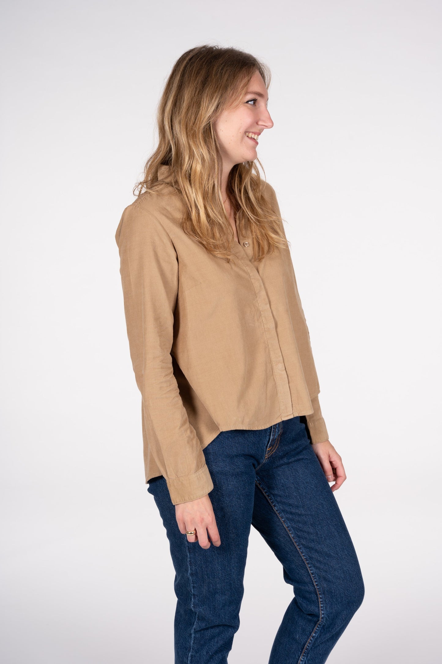 Chemise beige velours fin en coton bio - JACINTA