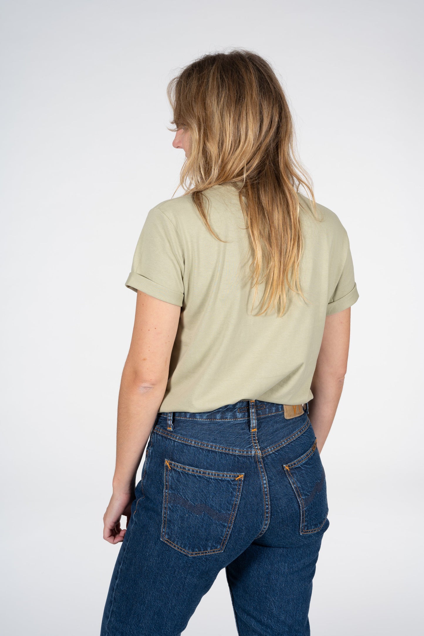 T-shirt vert brodé en coton bio - Oeillet femme