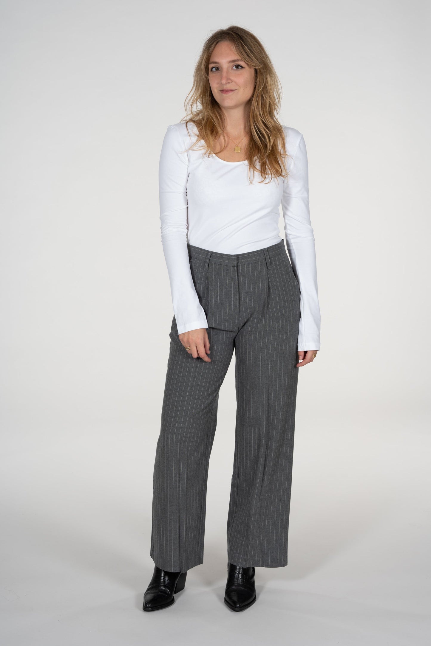 Pantalon large à rayures gris en recyclé - Posey