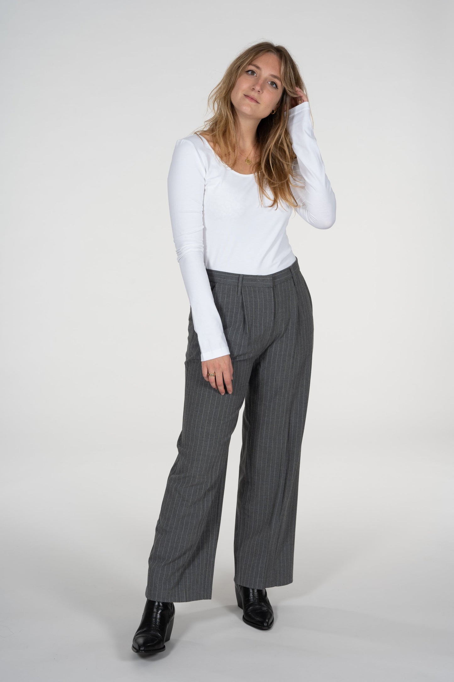 Pantalon large à rayures gris en recyclé - Posey