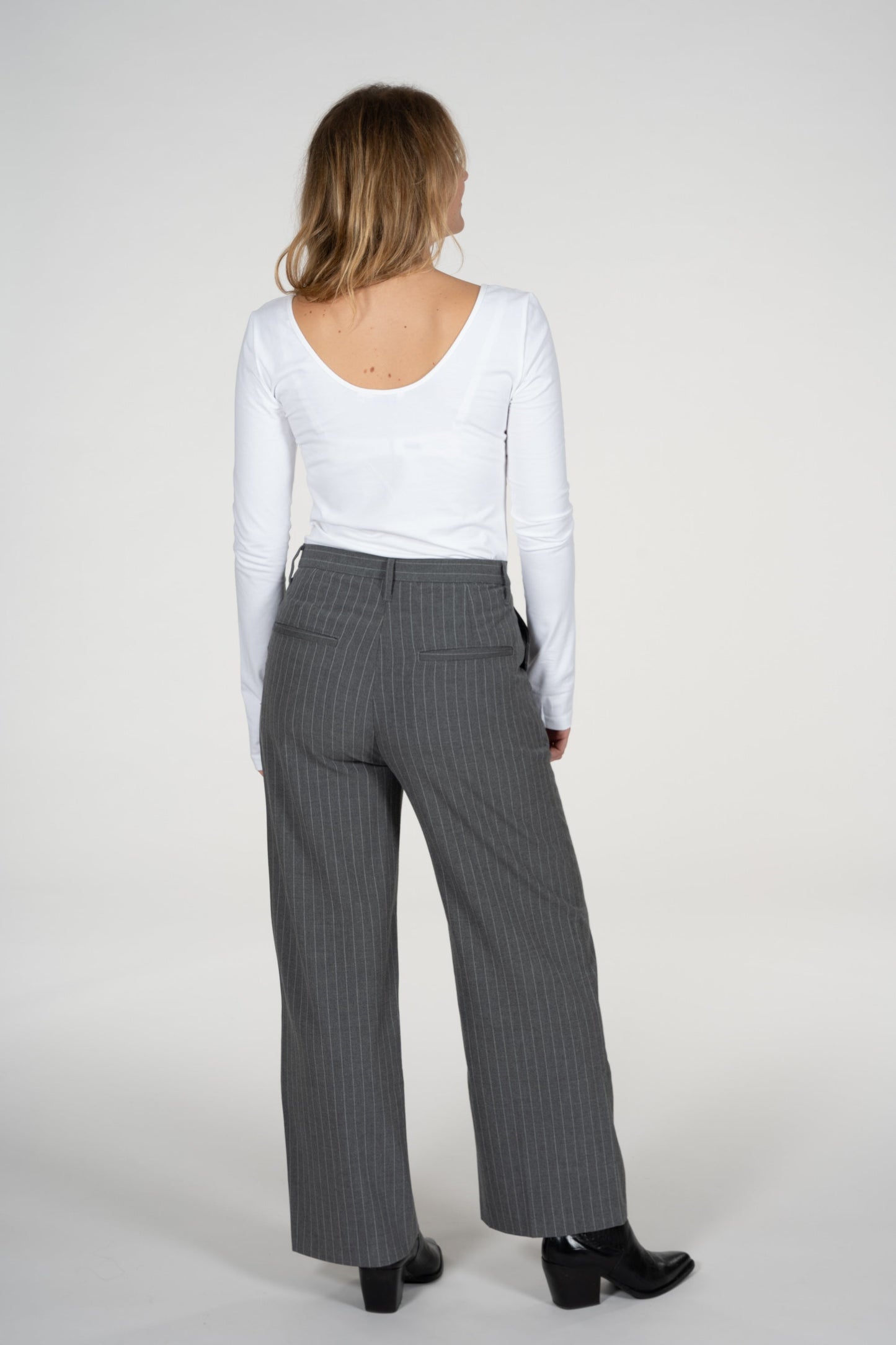 Pantalon large à rayures gris en recyclé - Posey
