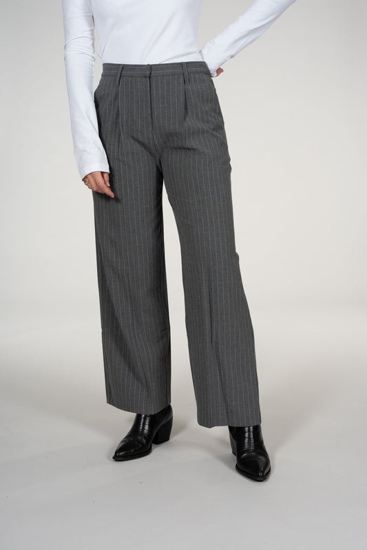 Pantalon large à rayures gris en recyclé - Posey