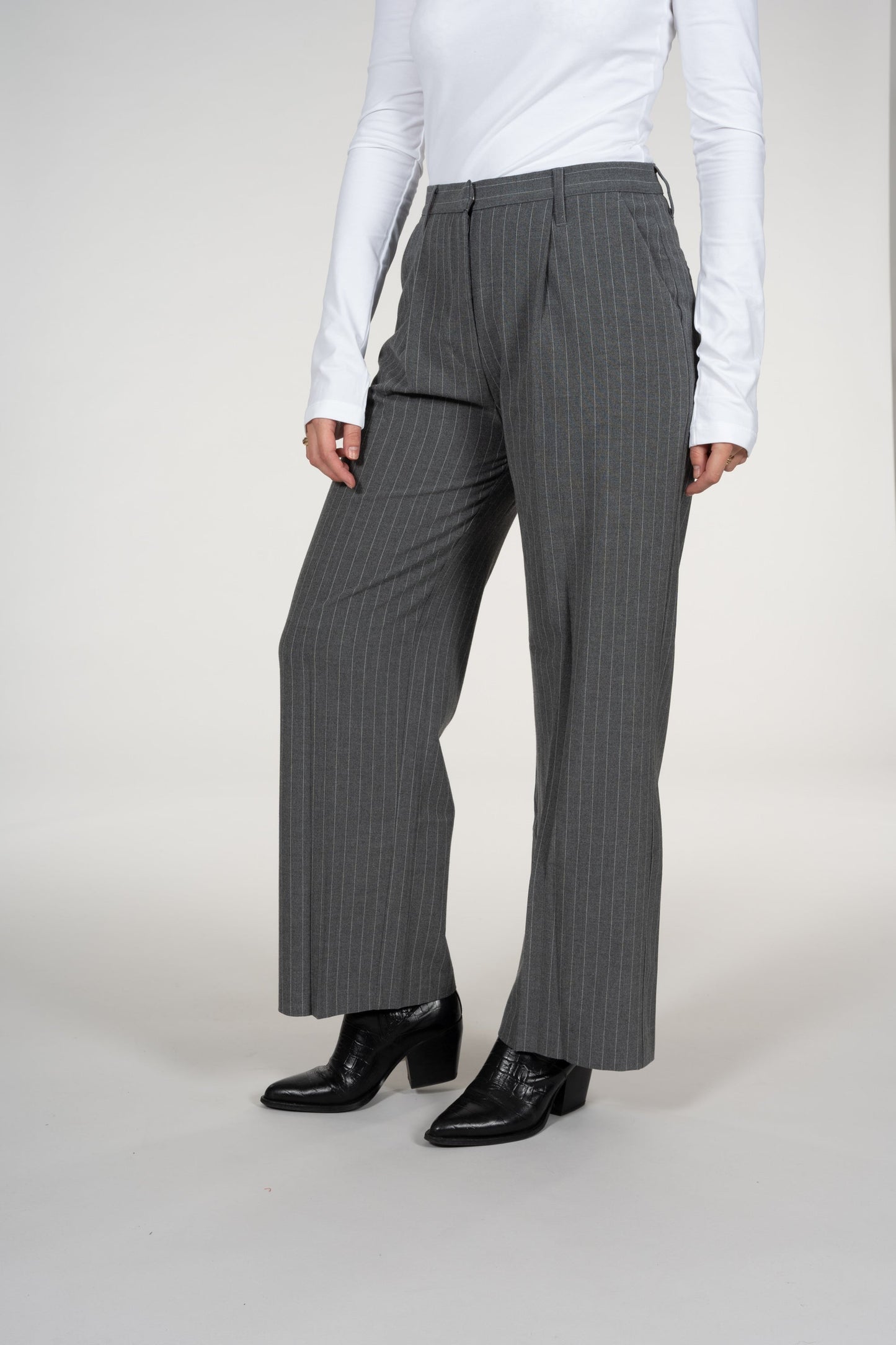 Pantalon large à rayures gris en recyclé - Posey