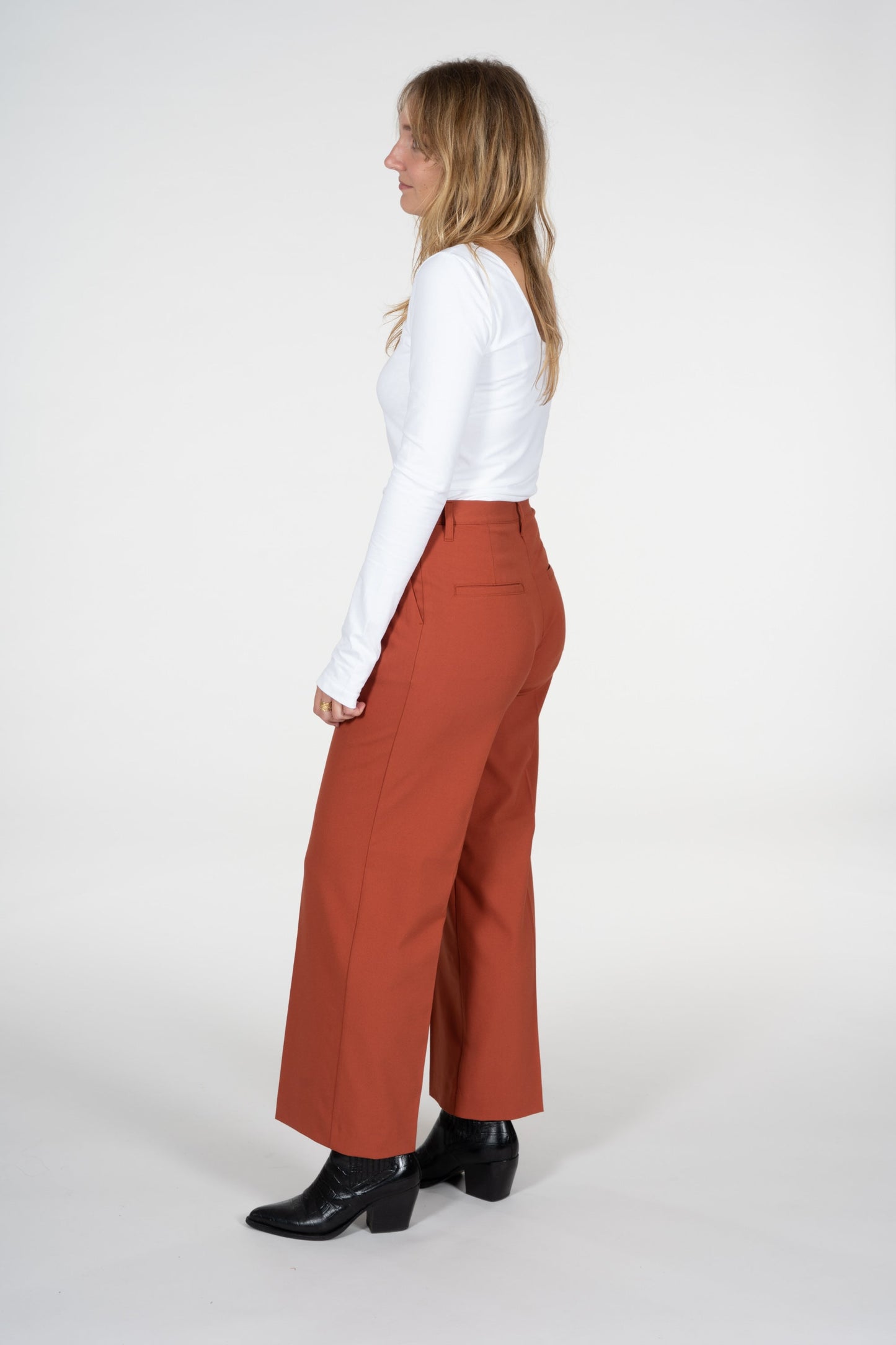 Pantalon large orange en matière recyclée et Ecovero - posey