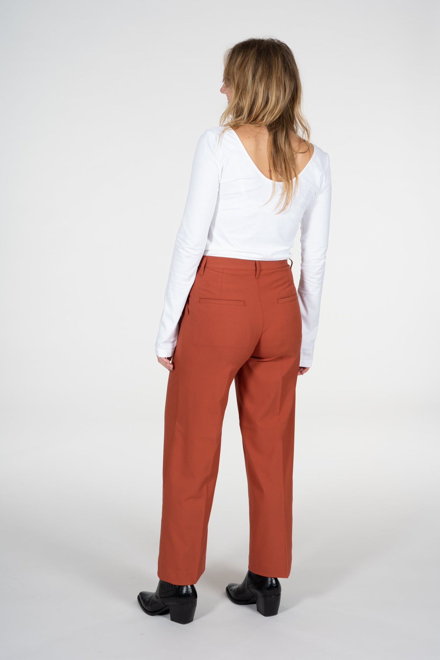 Pantalon large orange en matière recyclée et Ecovero - posey