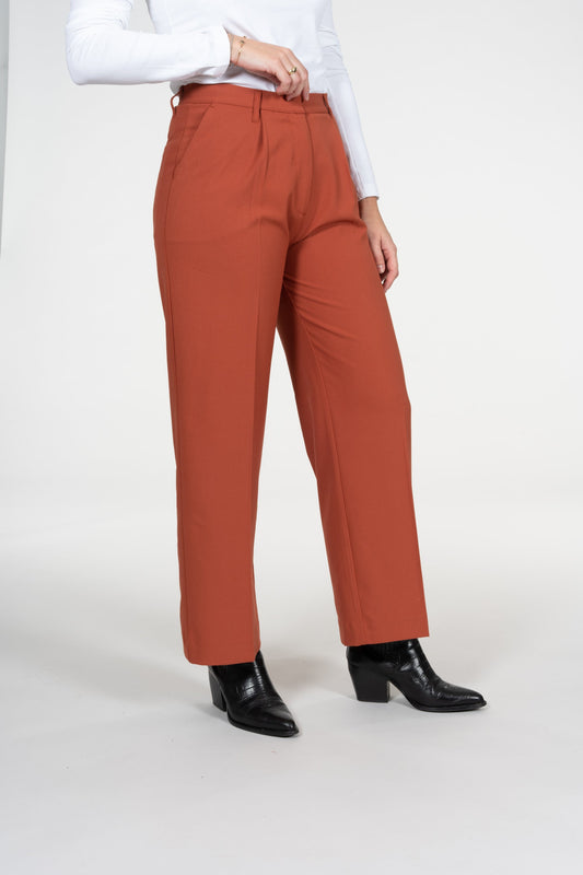 Pantalon large orange en matière recyclée et Ecovero - posey