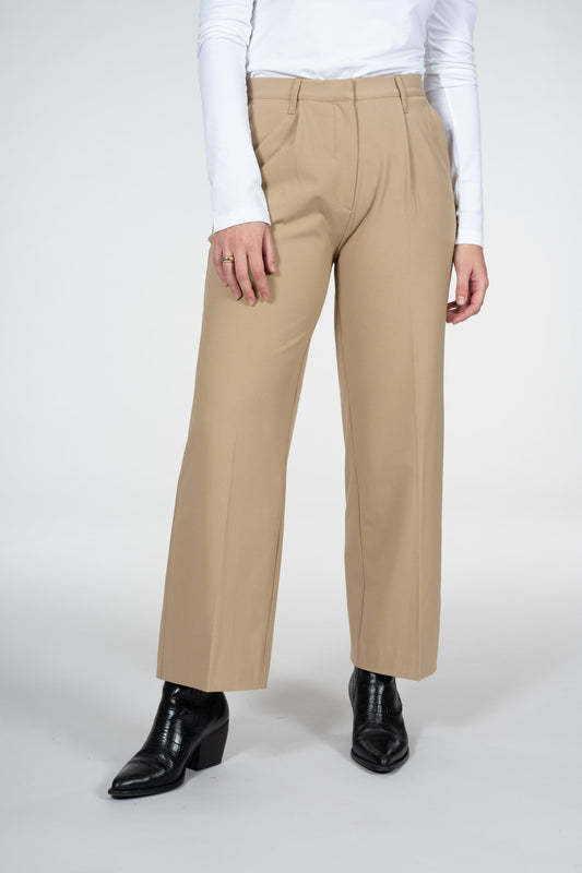 Pantalon large beige en matière recyclée et Ecovero - posey