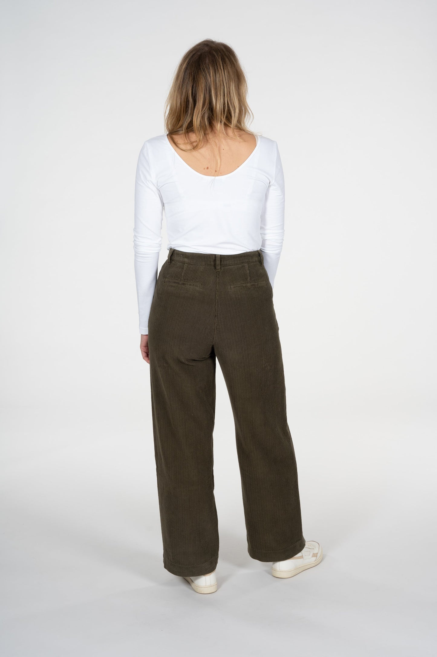 Pantalon ample kaki velours côtelé en coton bio - Posey forrest night