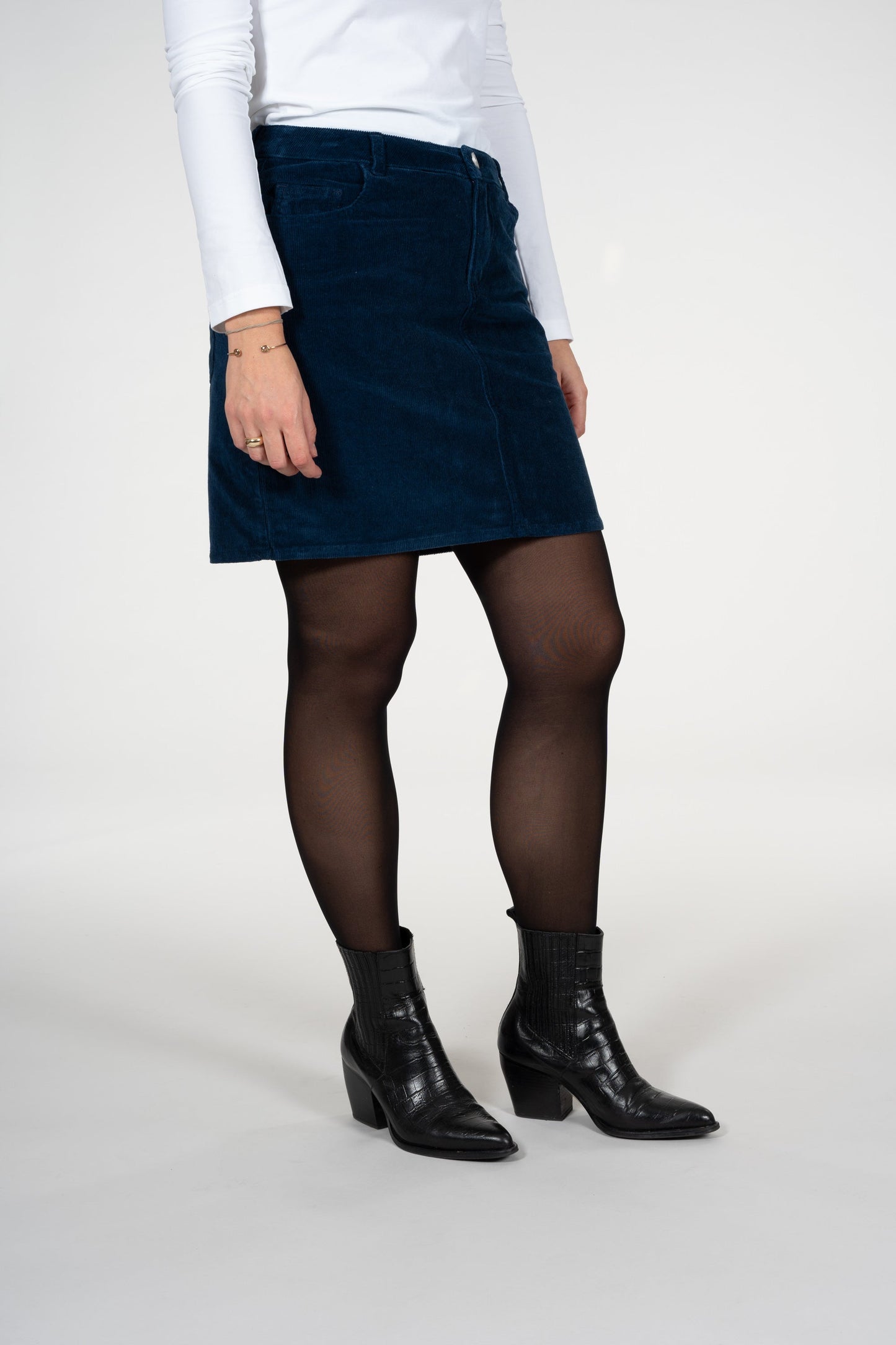 Jupe velours bleu en coton bio - romy