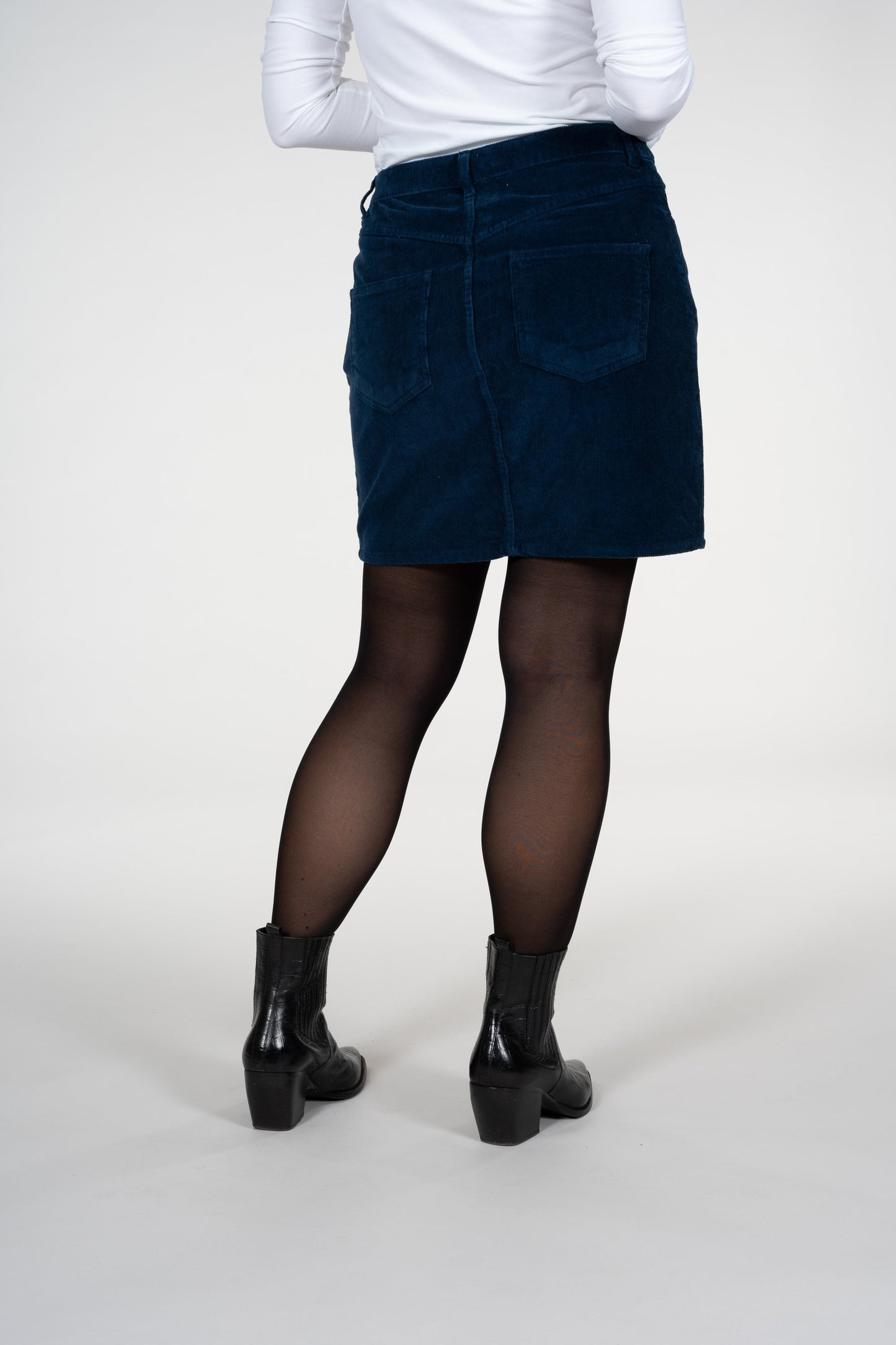 Jupe velours bleu en coton bio - romy