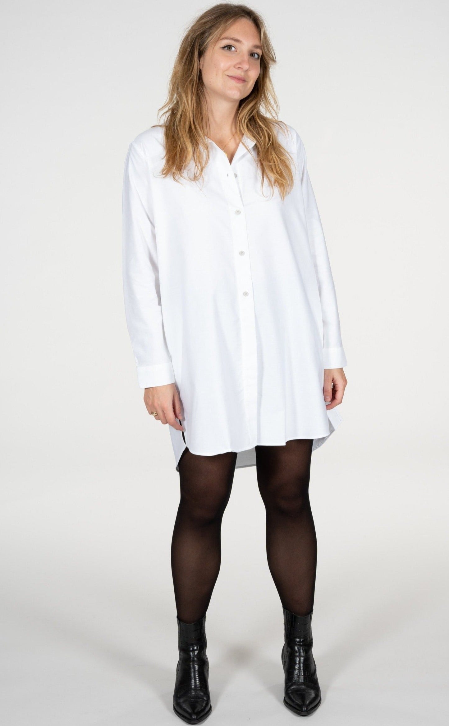 Robe chemise blanche en coton bio - Oxford white