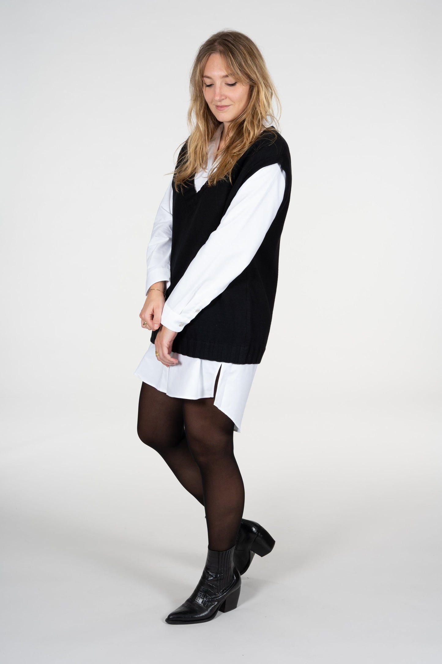 Pull sans manches noir en coton bio - Lenee black