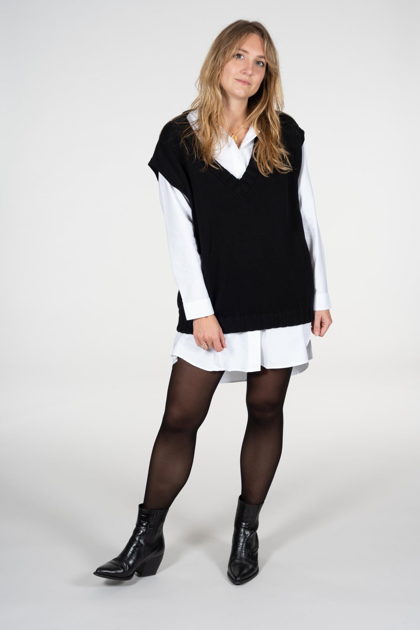 Pull sans manches noir en coton bio - Lenee black
