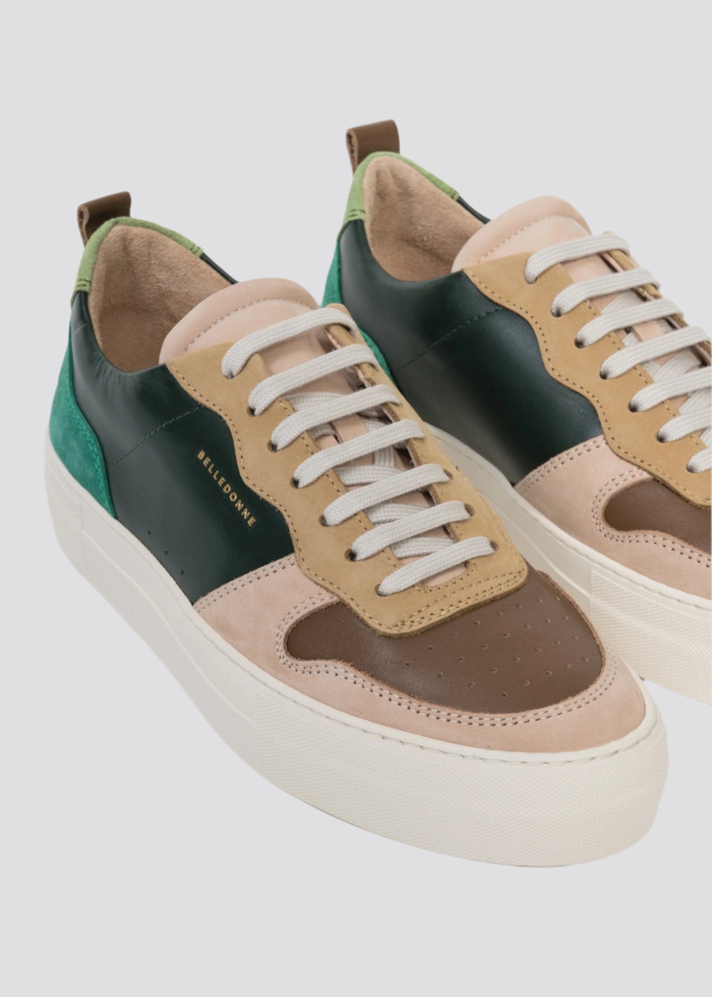 Baskets basses en cuir certifié | multicolore "playground patchwork green"