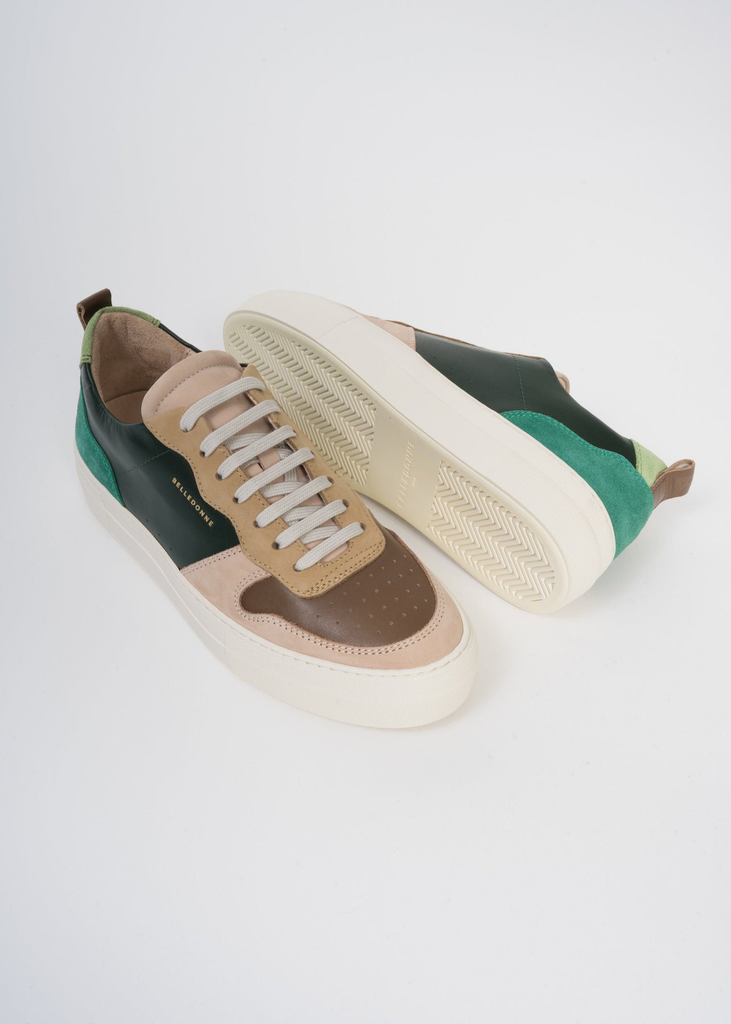Baskets basses en cuir certifié | multicolore "playground patchwork green"