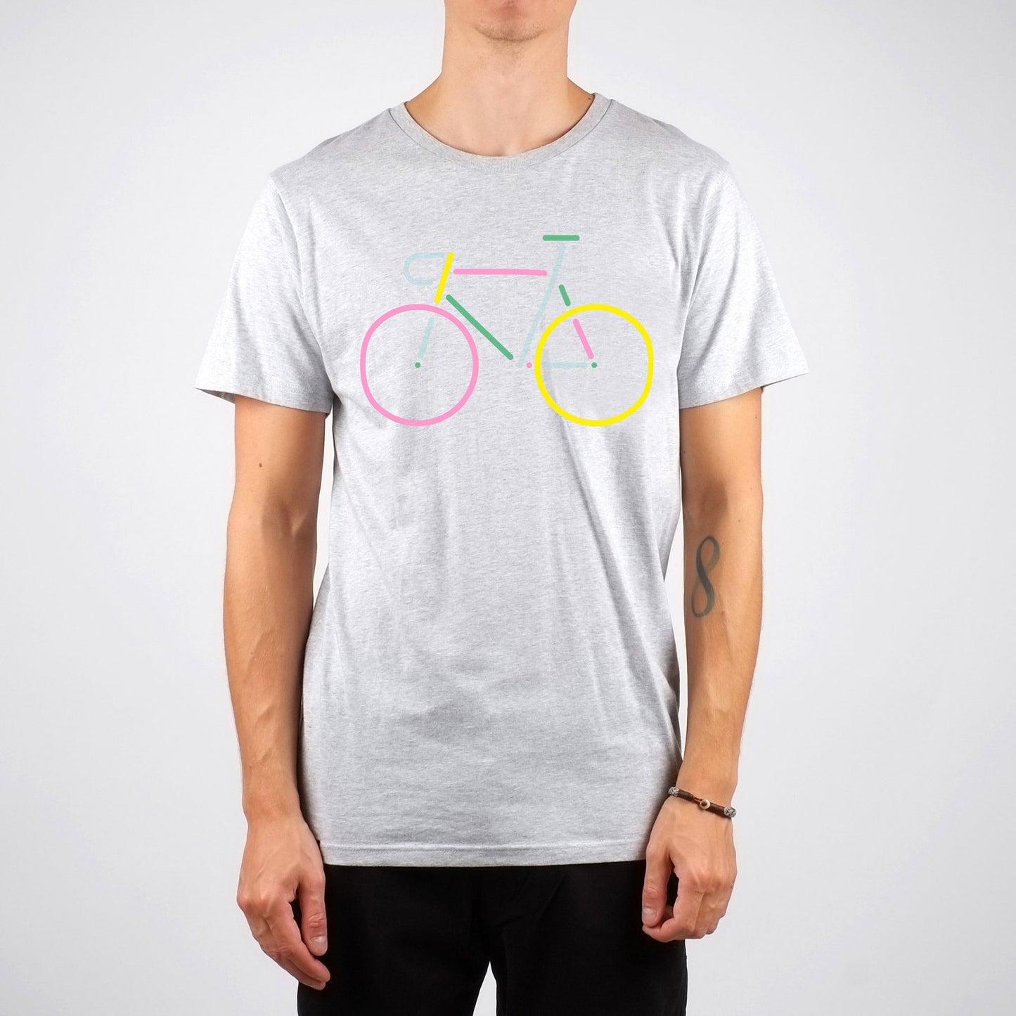 T-shirt gris vélo multicolore en coton bio