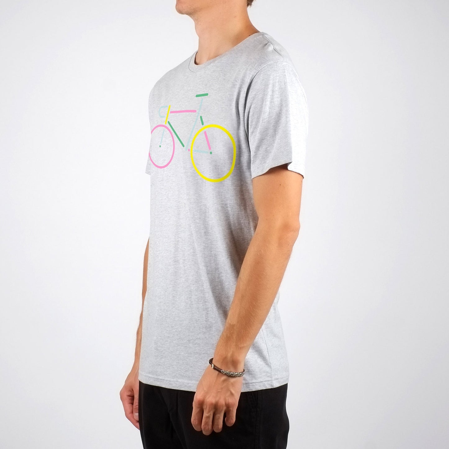 T-shirt gris vélo multicolore en coton bio